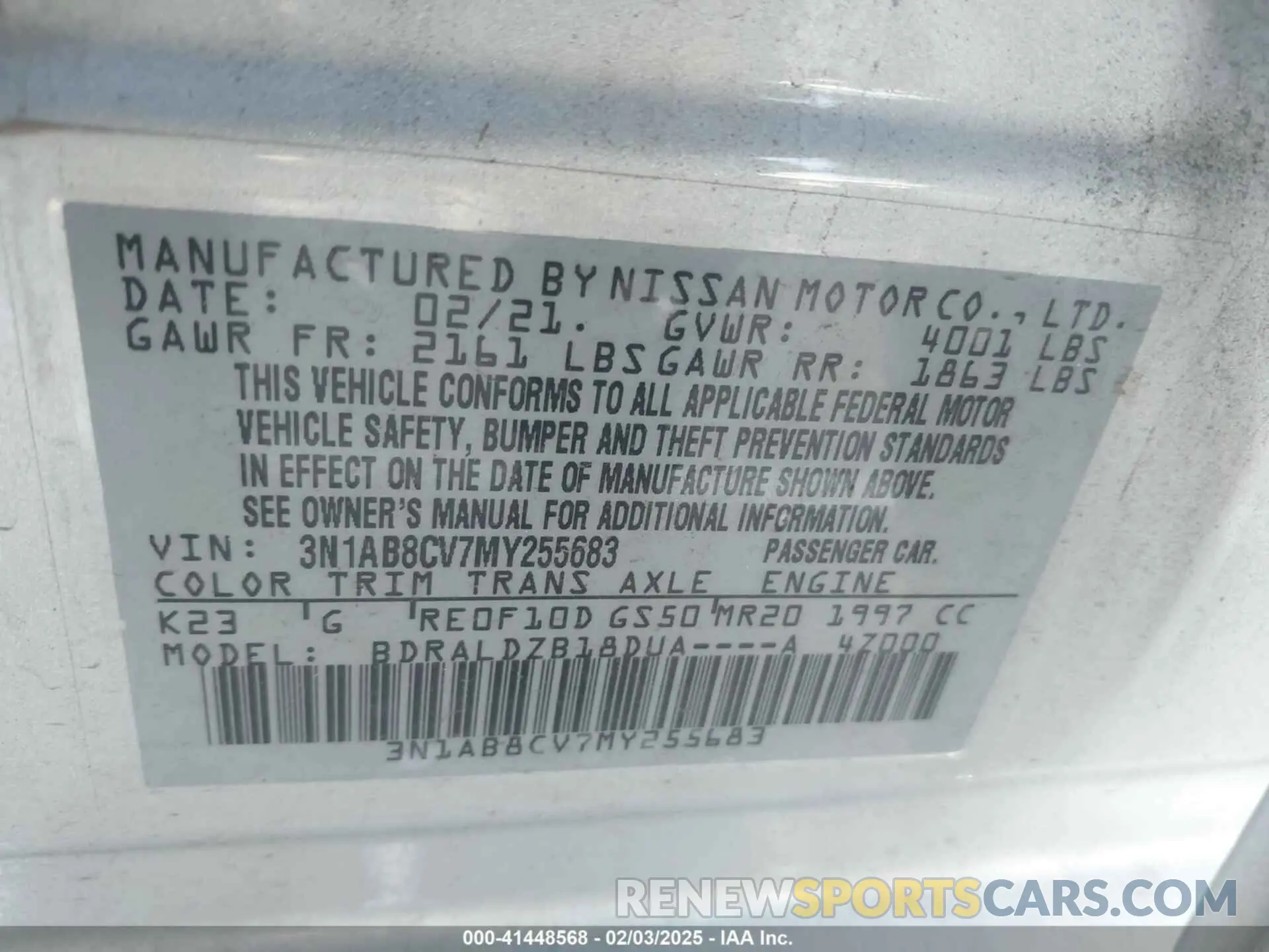 9 Photograph of a damaged car 3N1AB8CV7MY255683 NISSAN SENTRA 2021