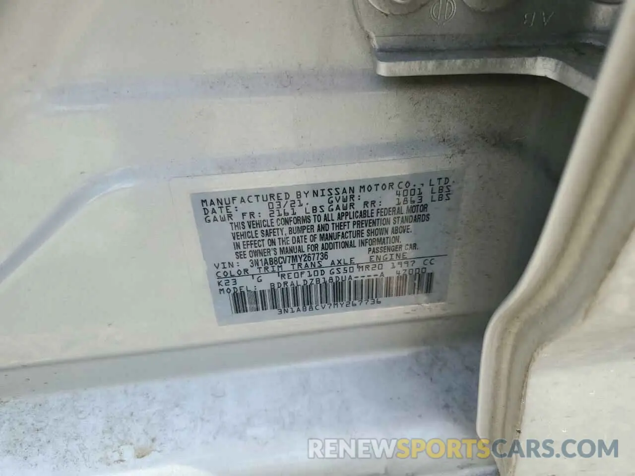 12 Photograph of a damaged car 3N1AB8CV7MY267736 NISSAN SENTRA 2021
