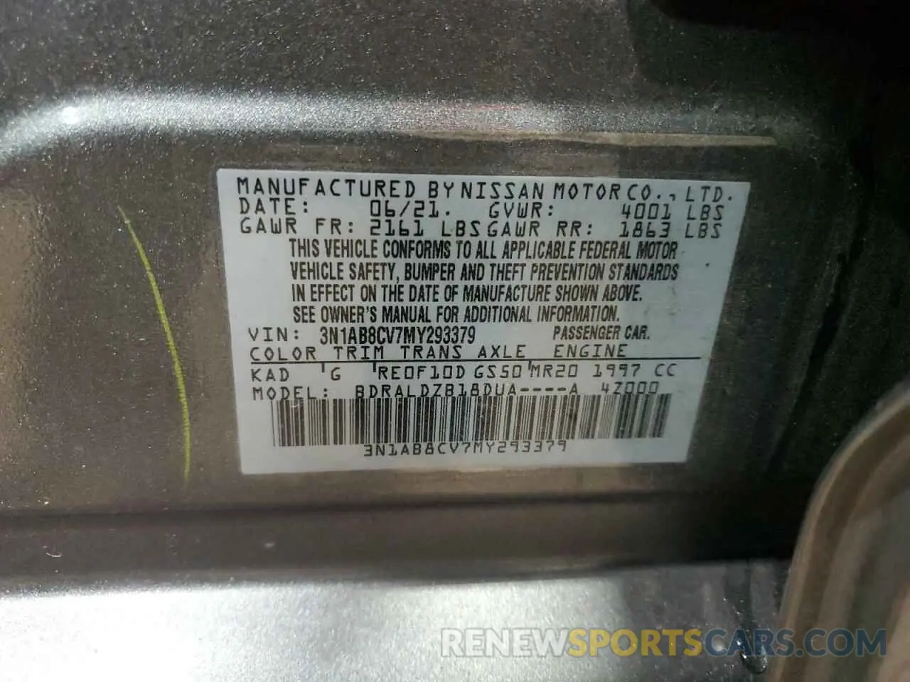 15 Photograph of a damaged car 3N1AB8CV7MY293379 NISSAN SENTRA 2021