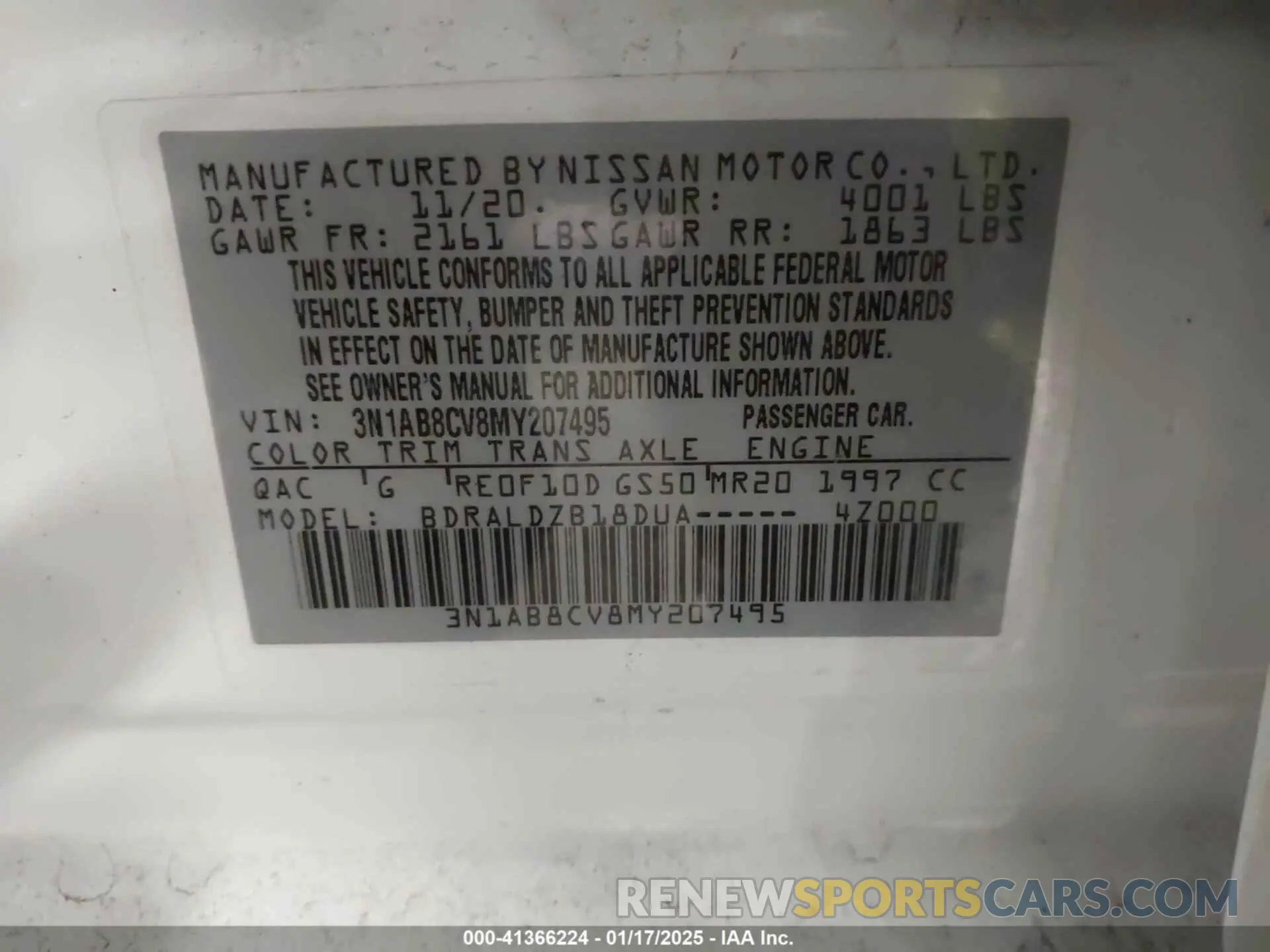 9 Photograph of a damaged car 3N1AB8CV8MY207495 NISSAN SENTRA 2021