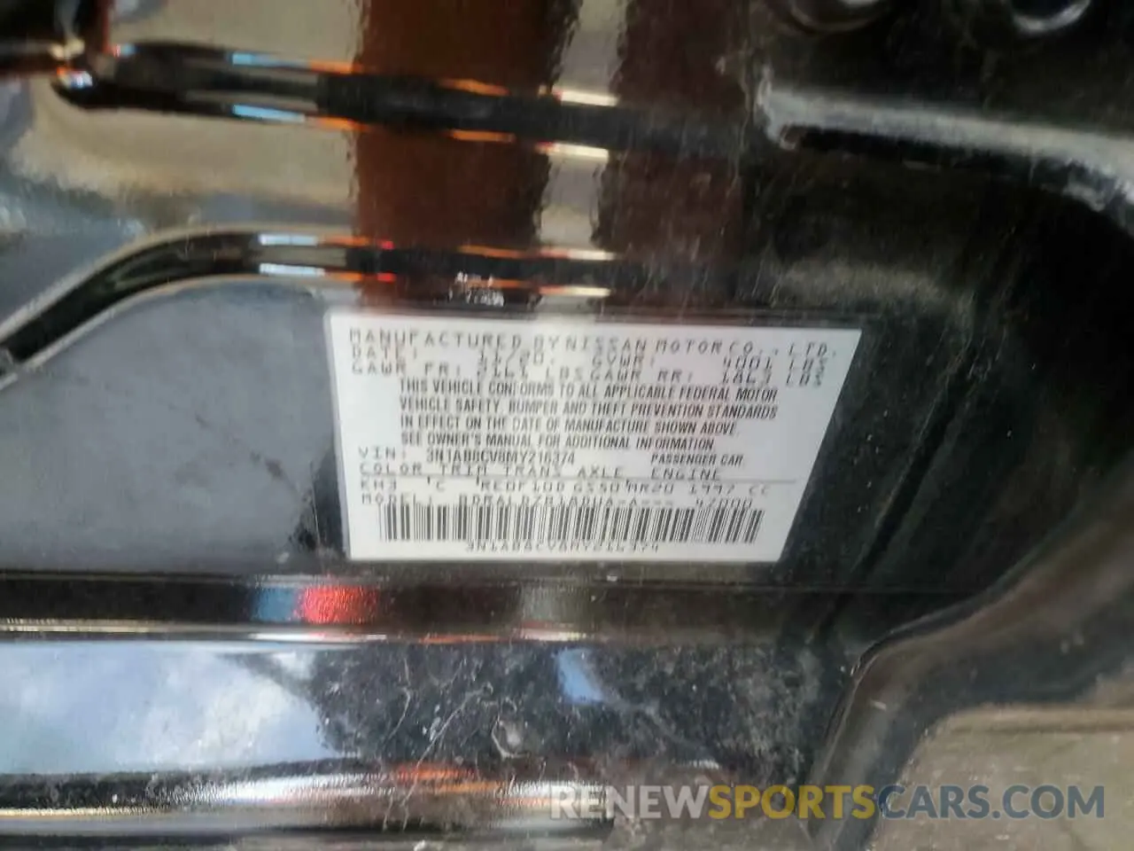 13 Photograph of a damaged car 3N1AB8CV8MY216374 NISSAN SENTRA 2021