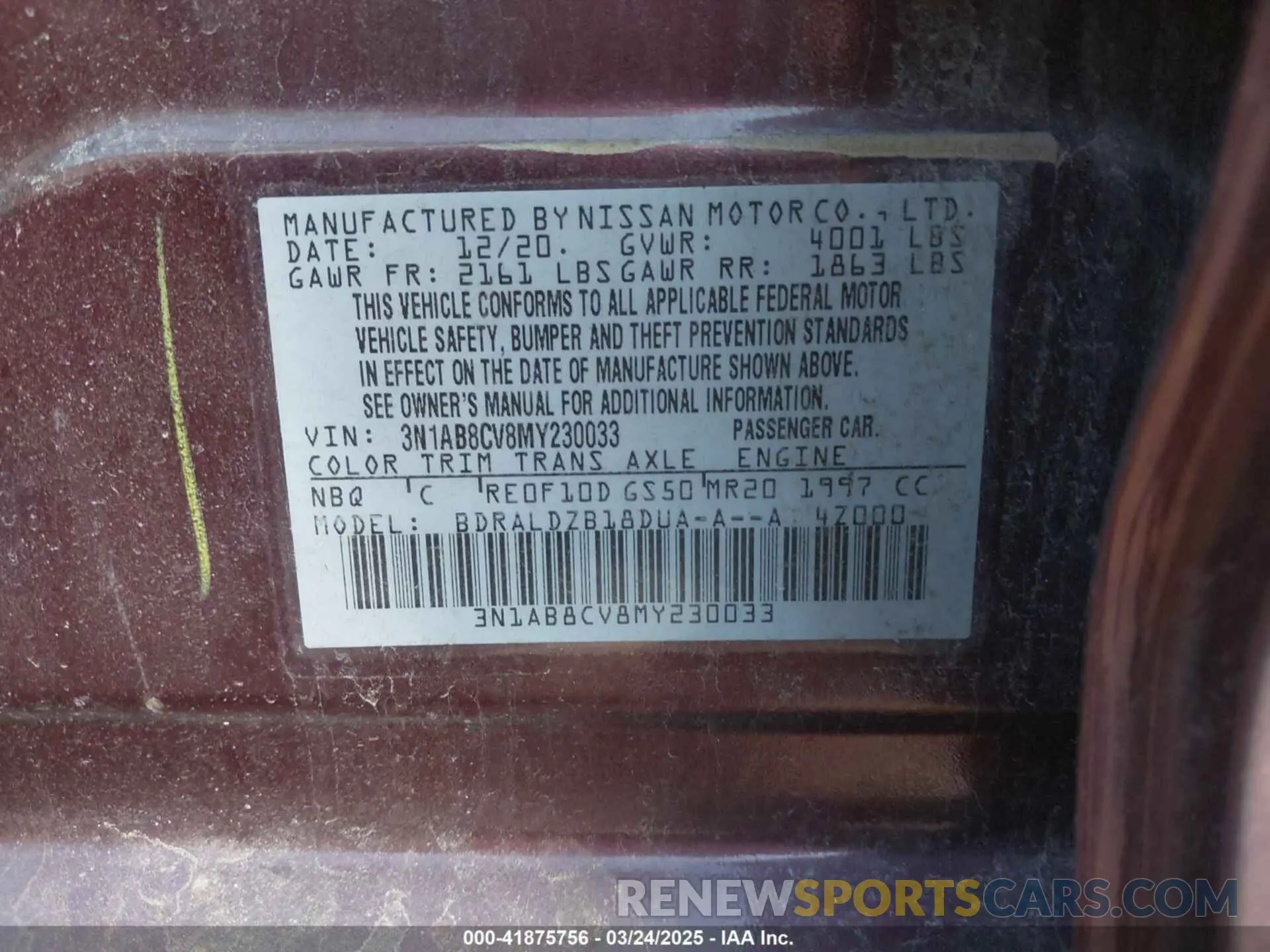 9 Photograph of a damaged car 3N1AB8CV8MY230033 NISSAN SENTRA 2021