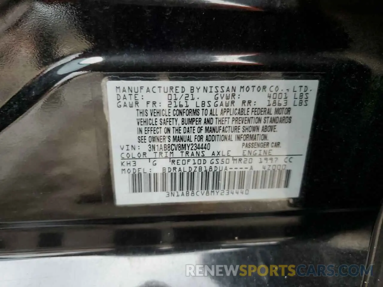 12 Photograph of a damaged car 3N1AB8CV8MY234440 NISSAN SENTRA 2021