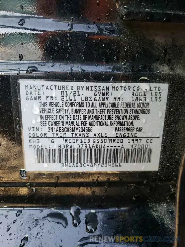 12 Photograph of a damaged car 3N1AB8CV8MY234566 NISSAN SENTRA 2021