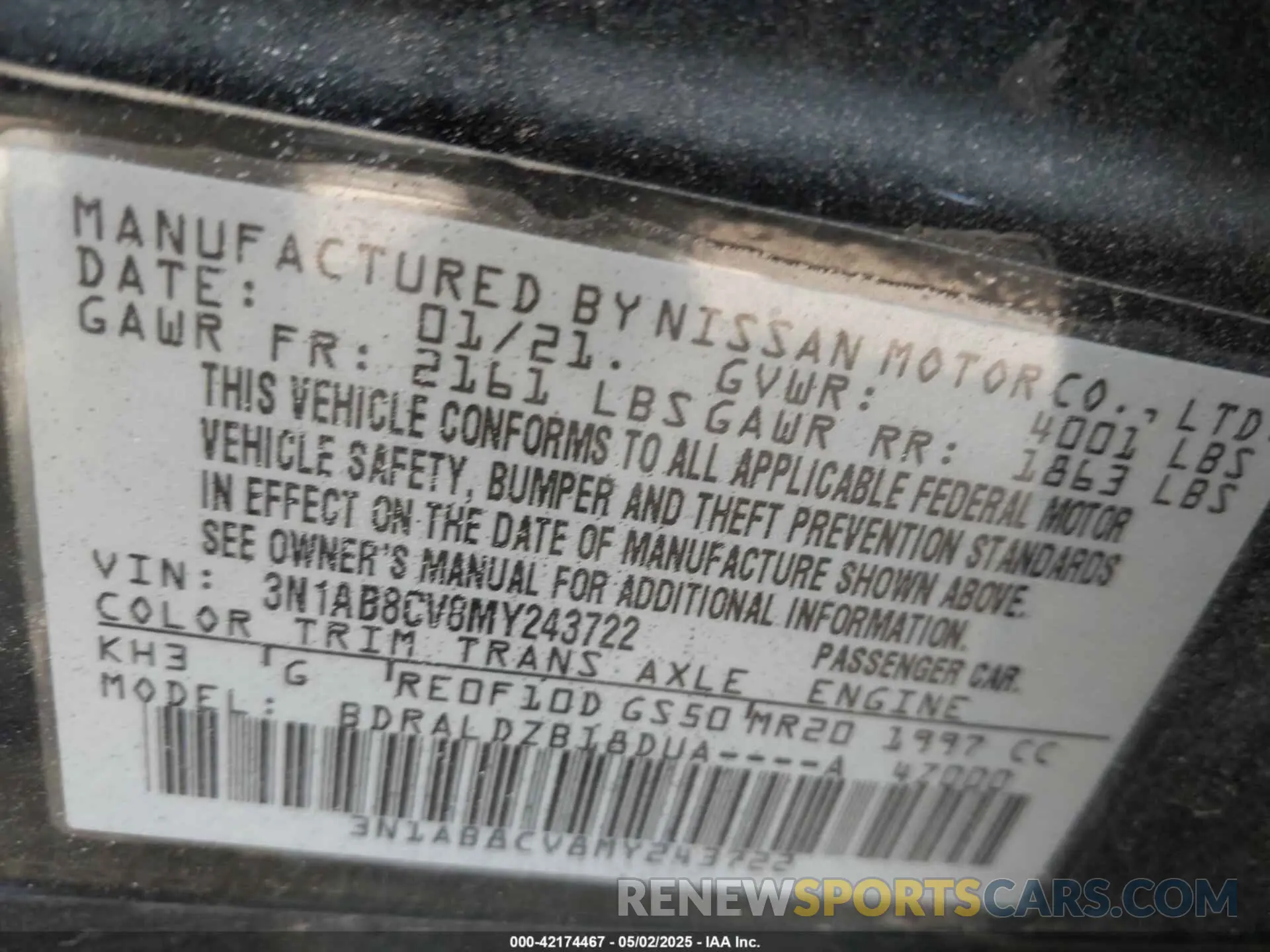 9 Photograph of a damaged car 3N1AB8CV8MY243722 NISSAN SENTRA 2021