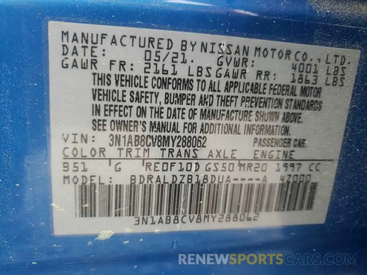 14 Photograph of a damaged car 3N1AB8CV8MY288062 NISSAN SENTRA 2021