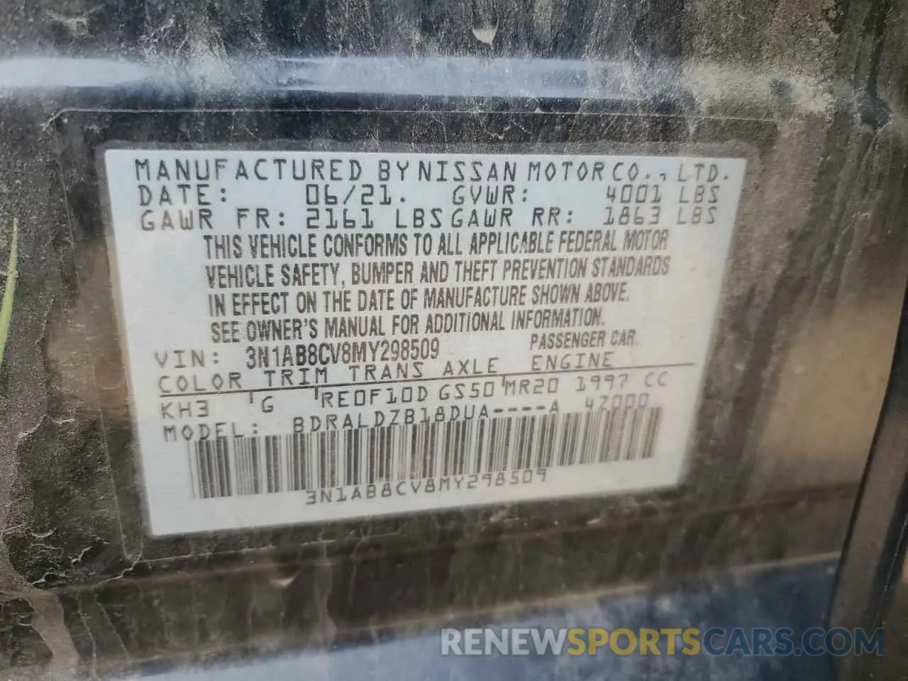 12 Photograph of a damaged car 3N1AB8CV8MY298509 NISSAN SENTRA 2021