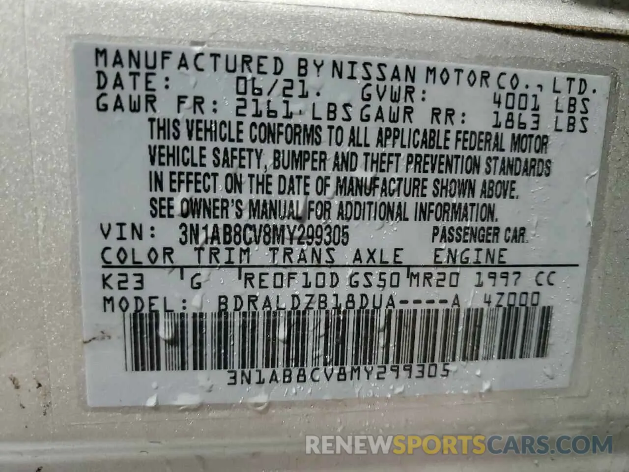12 Photograph of a damaged car 3N1AB8CV8MY299305 NISSAN SENTRA 2021