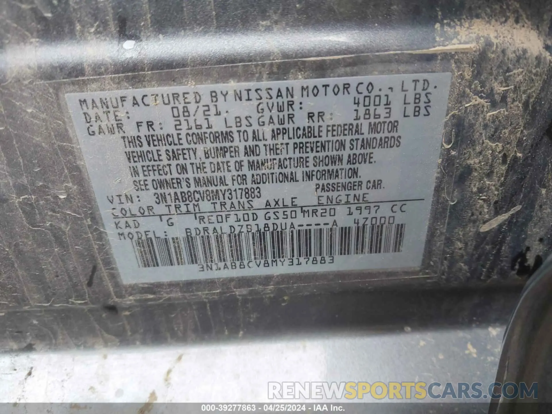 9 Photograph of a damaged car 3N1AB8CV8MY317883 NISSAN SENTRA 2021