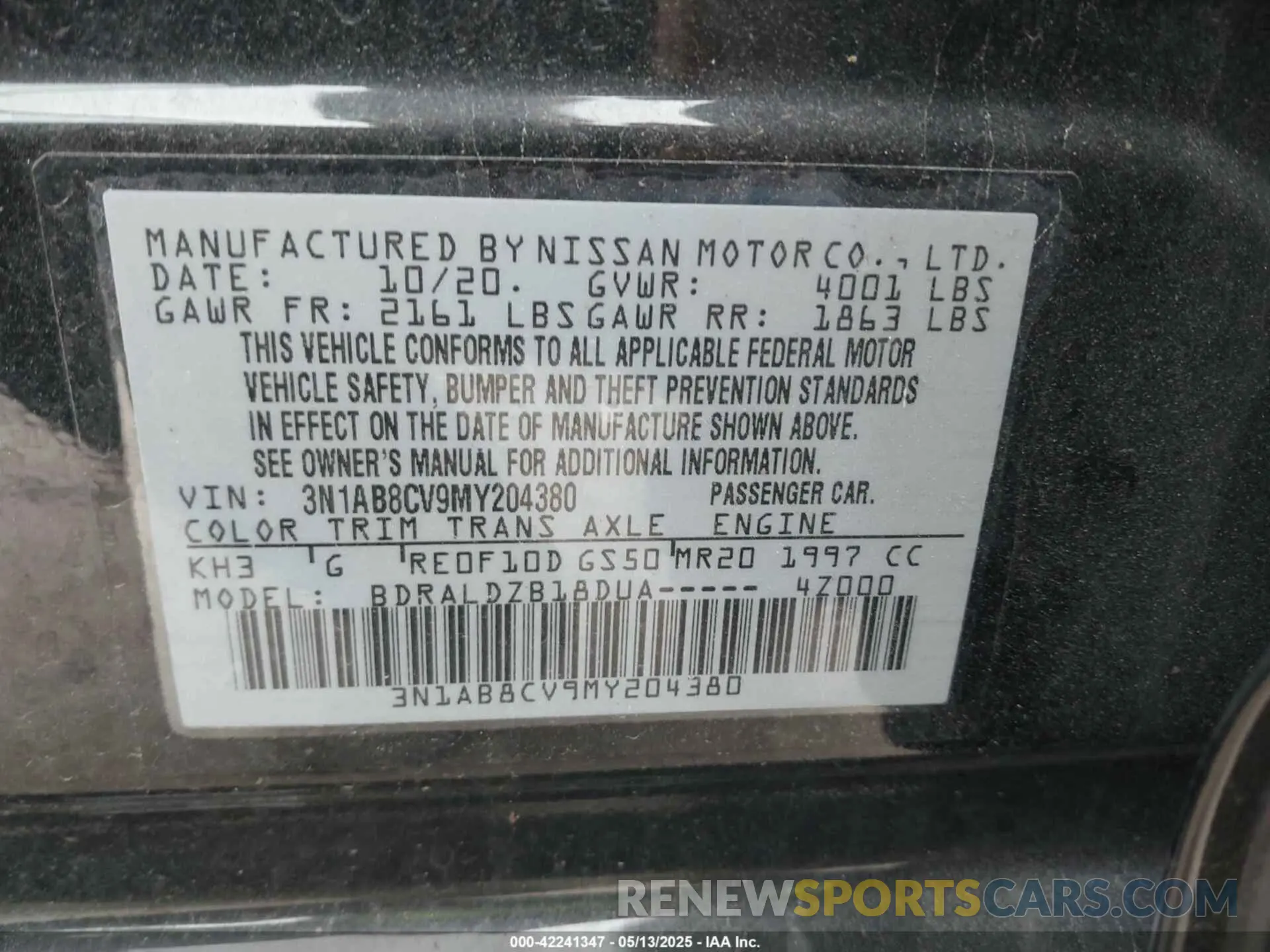 9 Photograph of a damaged car 3N1AB8CV9MY204380 NISSAN SENTRA 2021