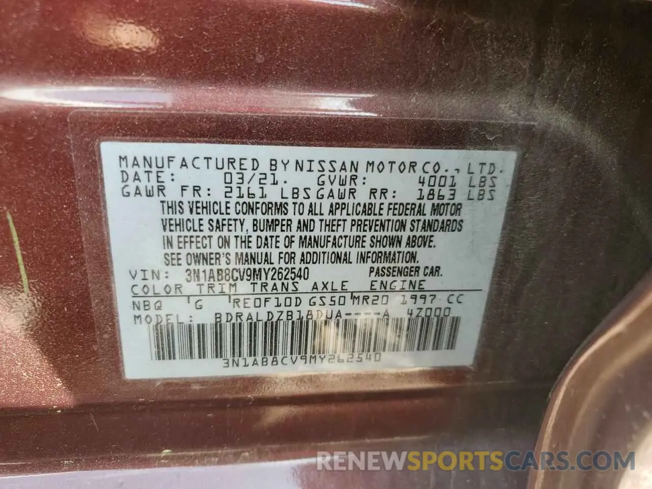 12 Photograph of a damaged car 3N1AB8CV9MY262540 NISSAN SENTRA 2021