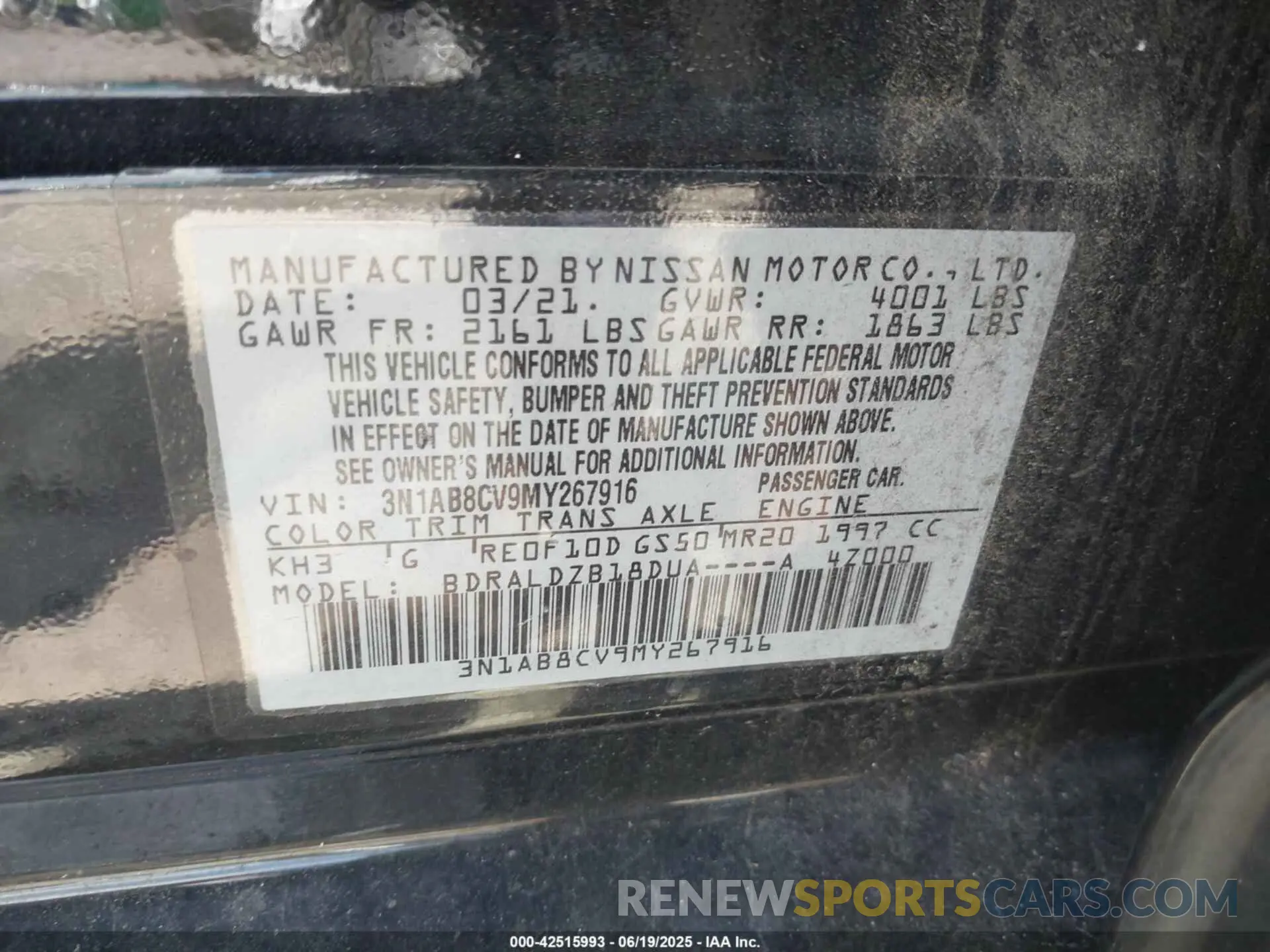 9 Photograph of a damaged car 3N1AB8CV9MY267916 NISSAN SENTRA 2021