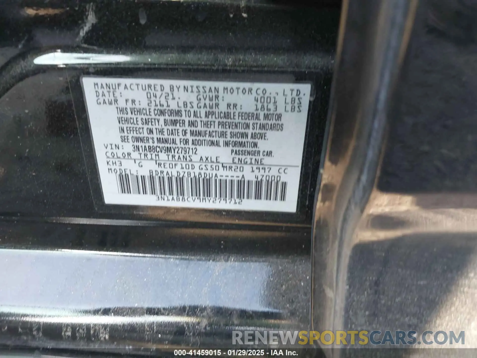 9 Photograph of a damaged car 3N1AB8CV9MY279712 NISSAN SENTRA 2021