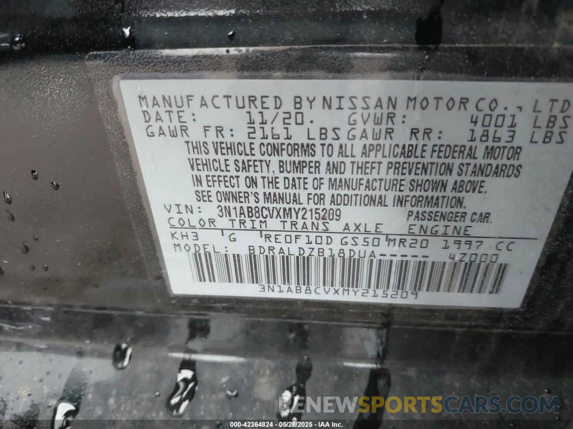 9 Photograph of a damaged car 3N1AB8CVXMY215209 NISSAN SENTRA 2021