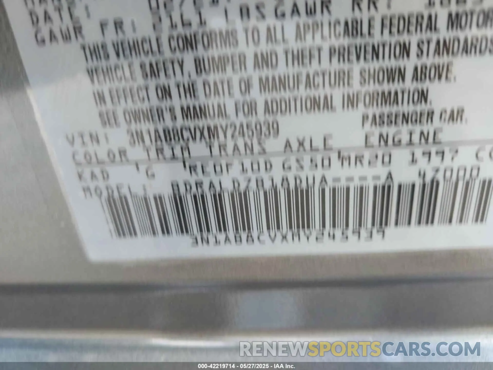 9 Photograph of a damaged car 3N1AB8CVXMY245939 NISSAN SENTRA 2021