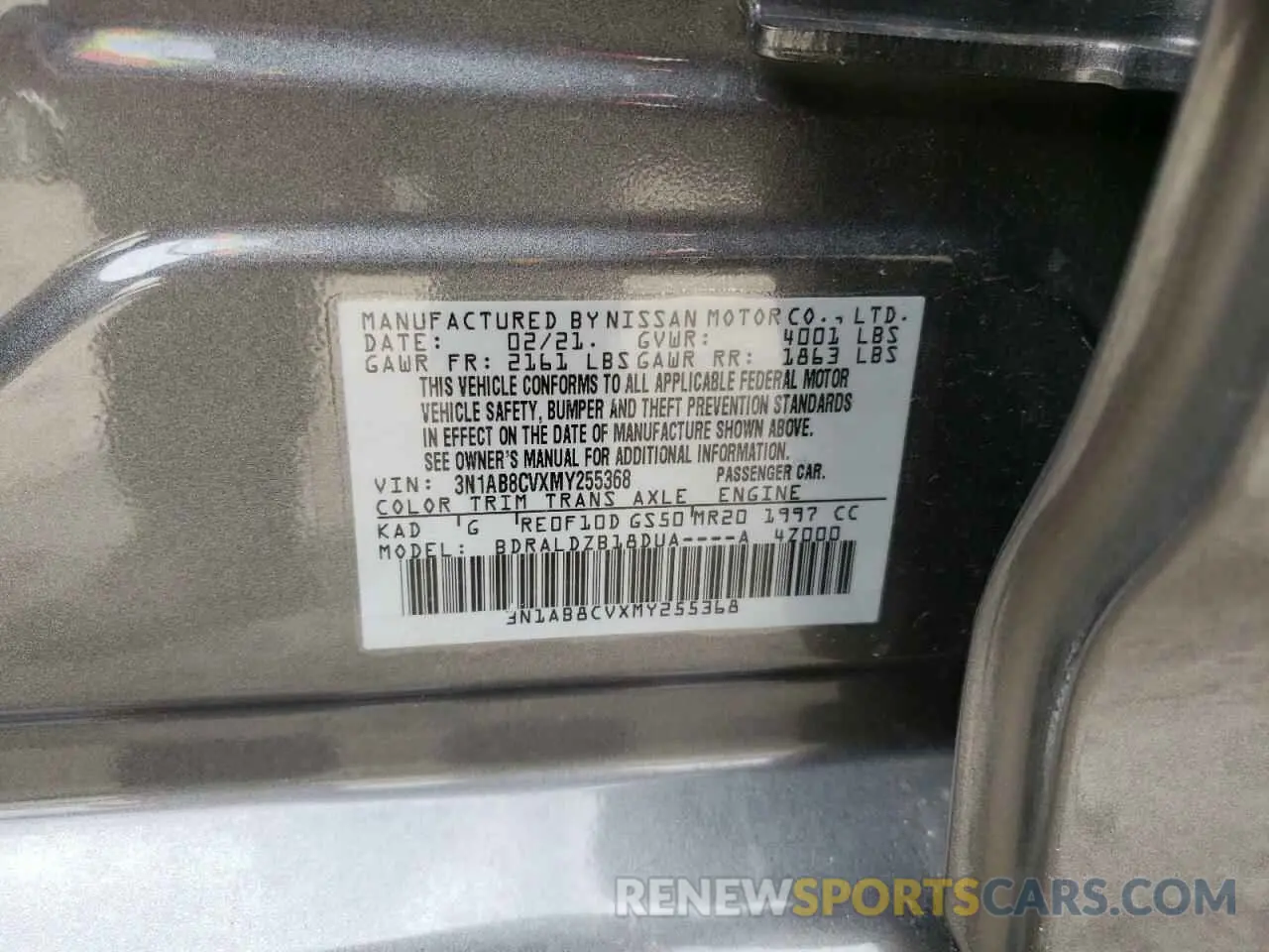 12 Photograph of a damaged car 3N1AB8CVXMY255368 NISSAN SENTRA 2021