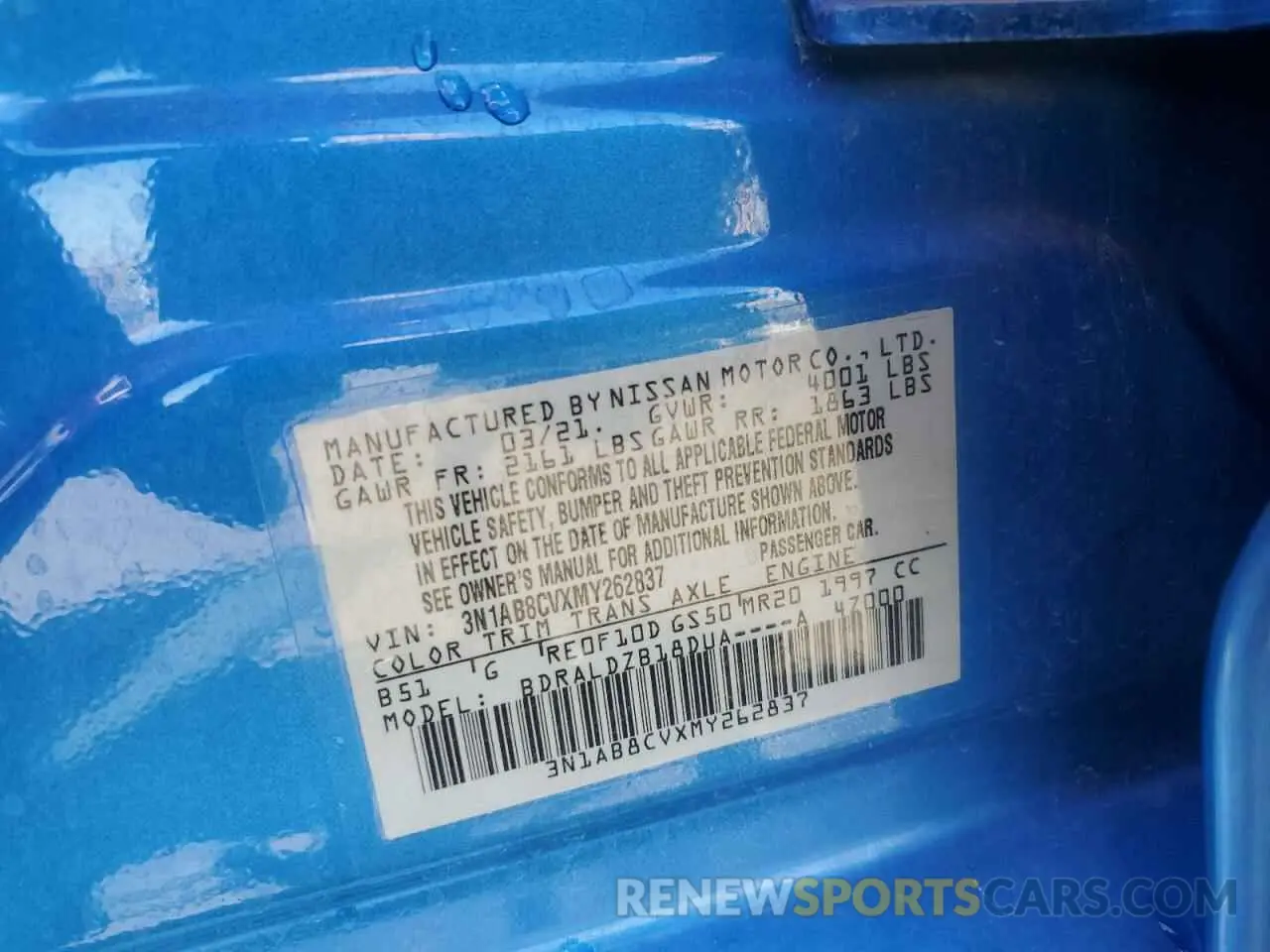 12 Photograph of a damaged car 3N1AB8CVXMY262837 NISSAN SENTRA 2021