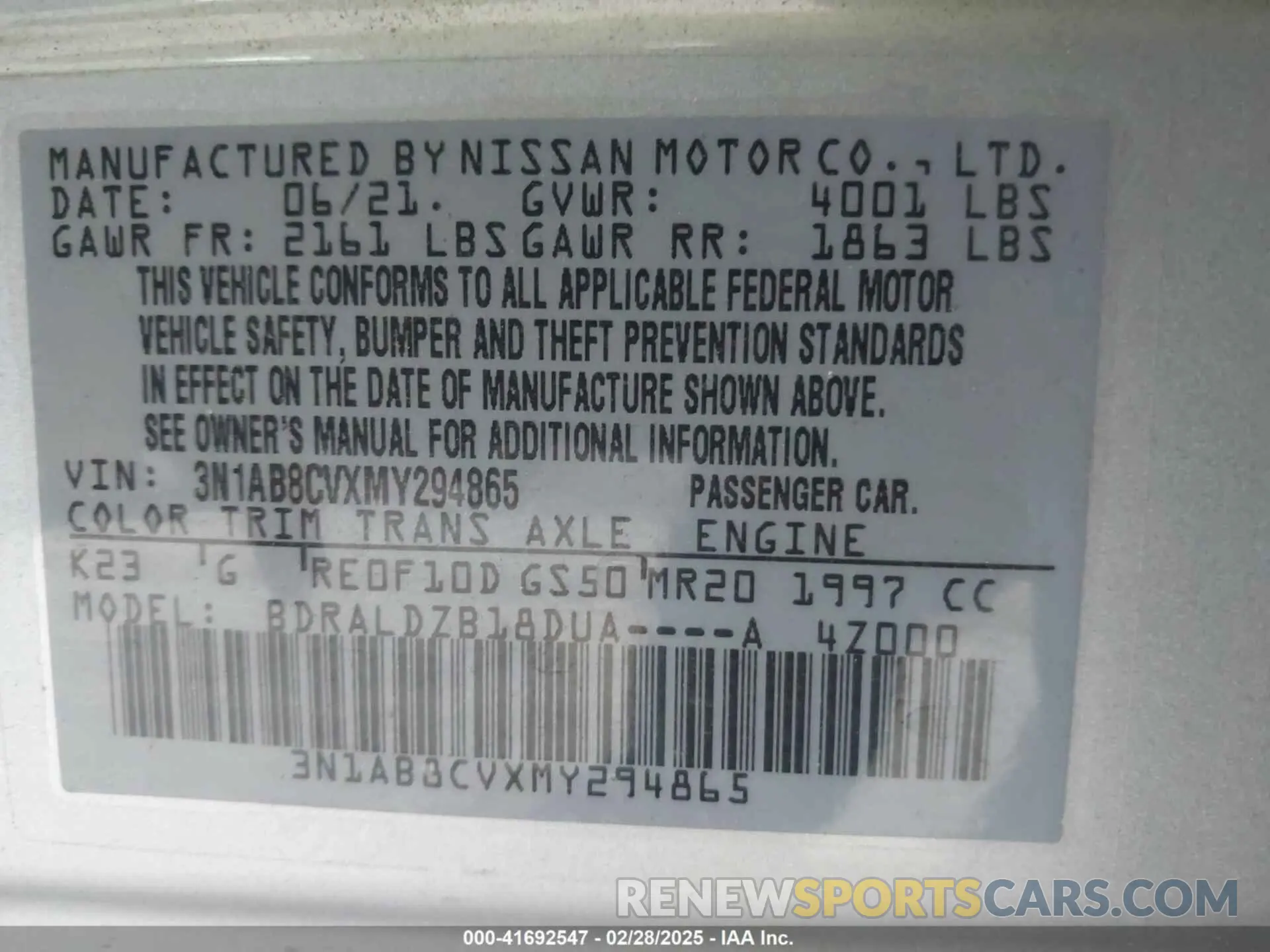 9 Photograph of a damaged car 3N1AB8CVXMY294865 NISSAN SENTRA 2021