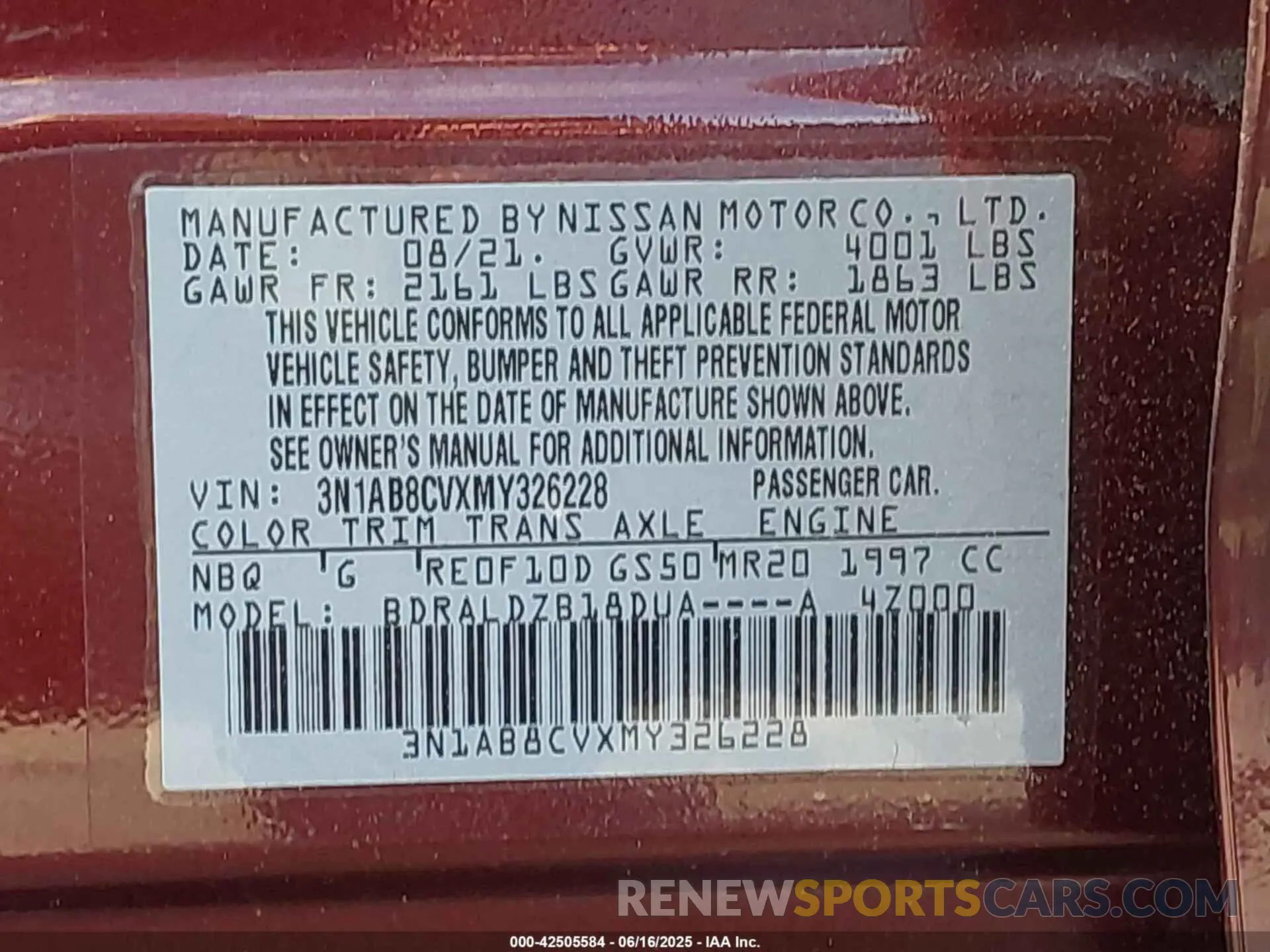 9 Photograph of a damaged car 3N1AB8CVXMY326228 NISSAN SENTRA 2021
