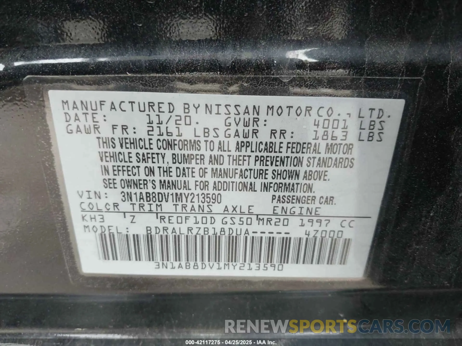 9 Photograph of a damaged car 3N1AB8DV1MY213590 NISSAN SENTRA 2021