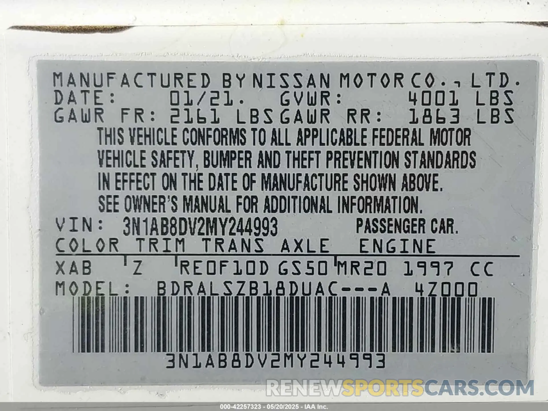 9 Photograph of a damaged car 3N1AB8DV2MY244993 NISSAN SENTRA 2021