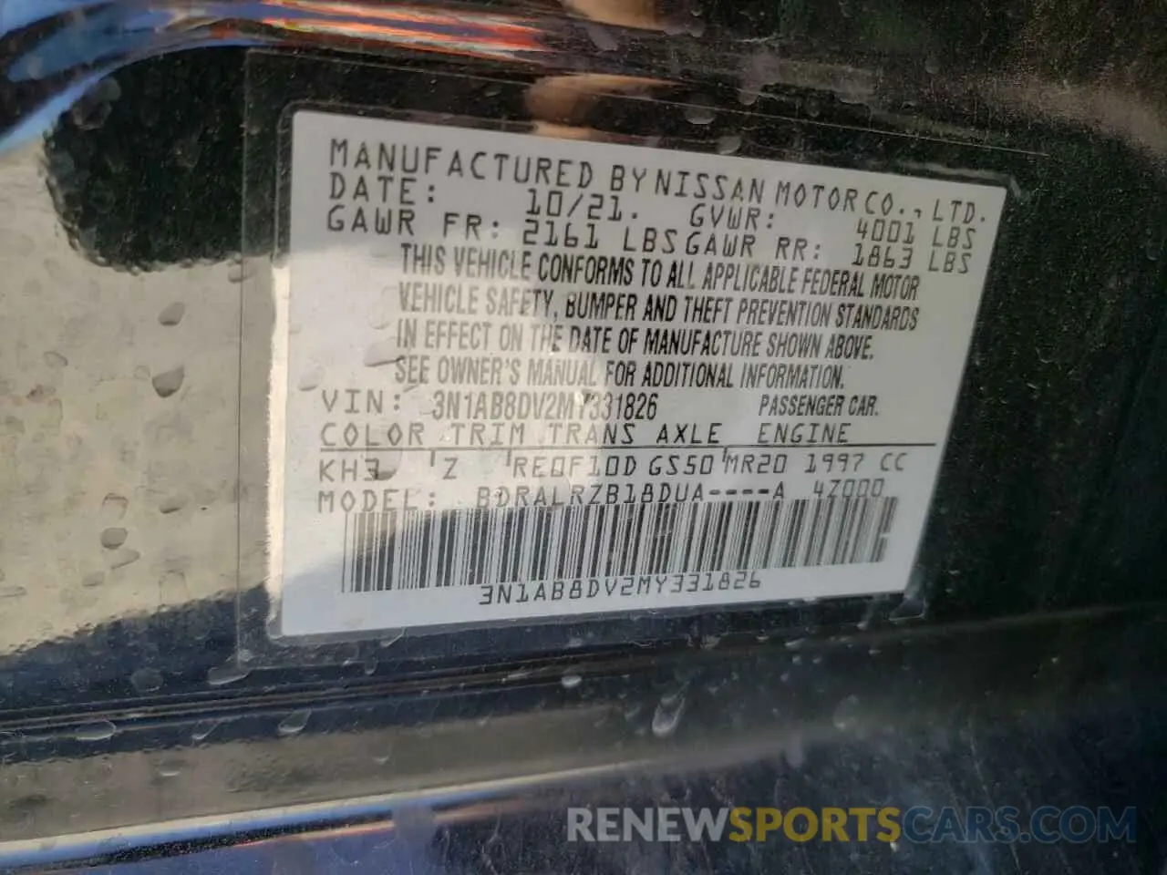 12 Photograph of a damaged car 3N1AB8DV2MY331826 NISSAN SENTRA 2021
