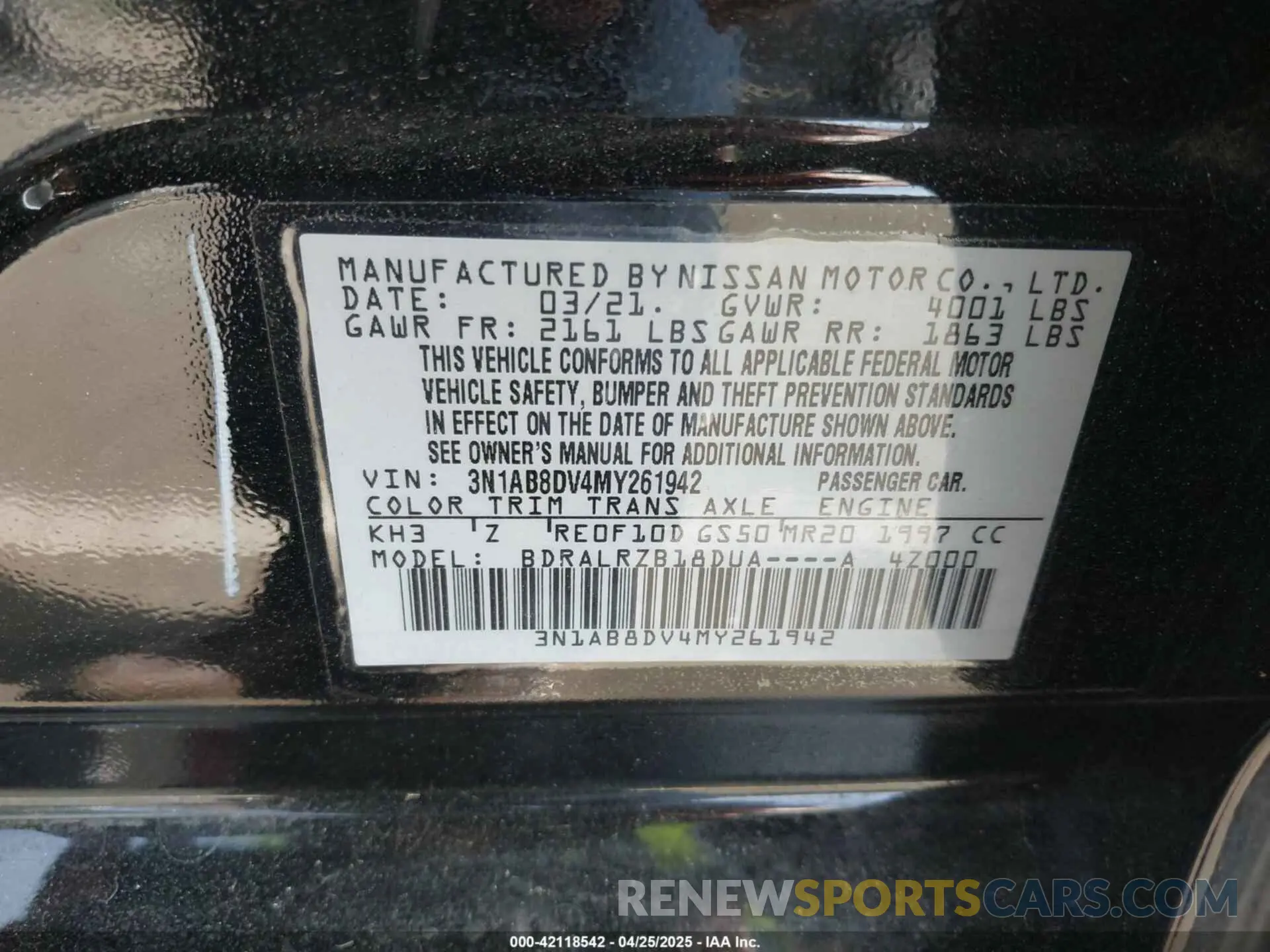 9 Photograph of a damaged car 3N1AB8DV4MY261942 NISSAN SENTRA 2021