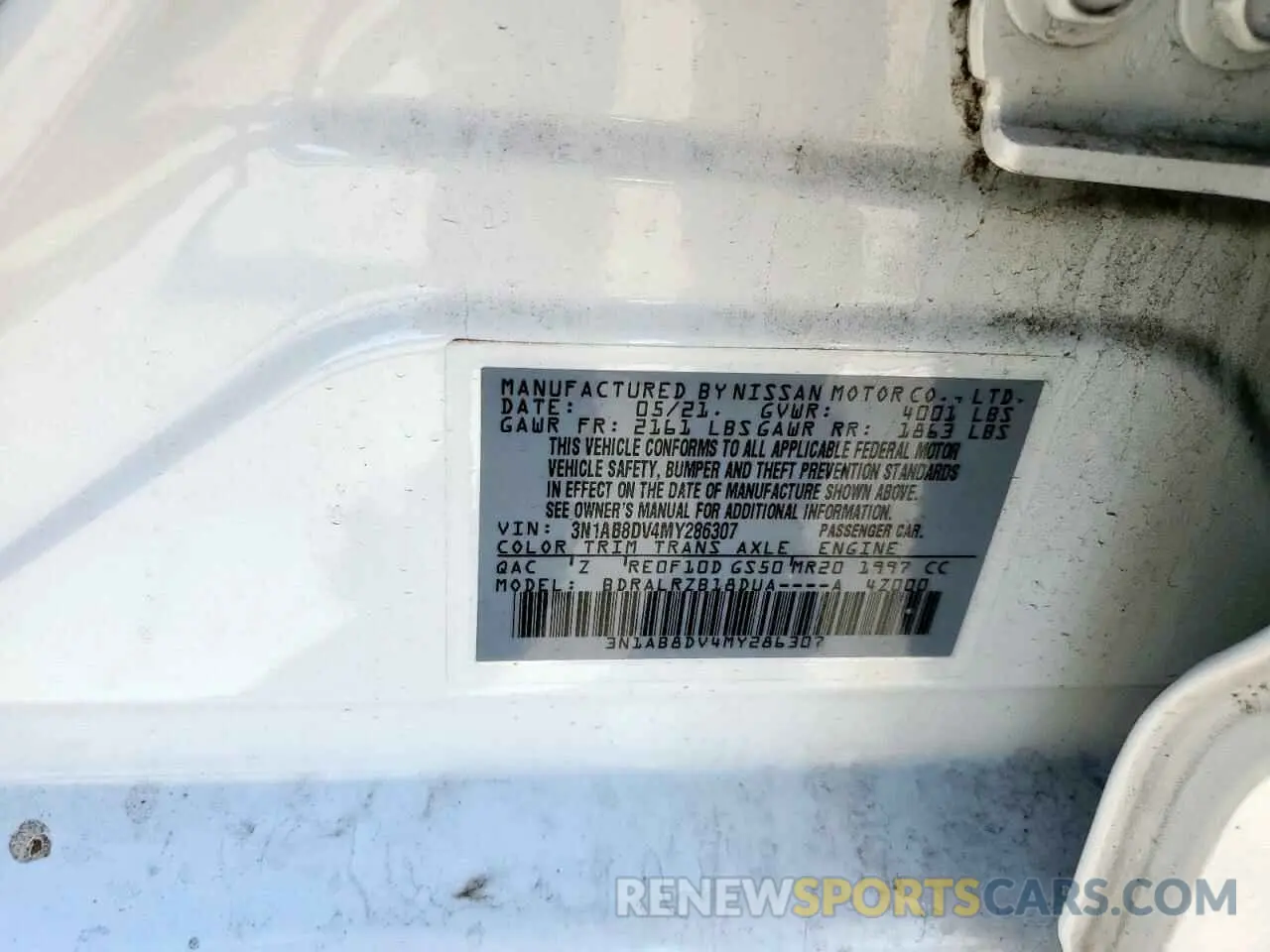 15 Photograph of a damaged car 3N1AB8DV4MY286307 NISSAN SENTRA 2021