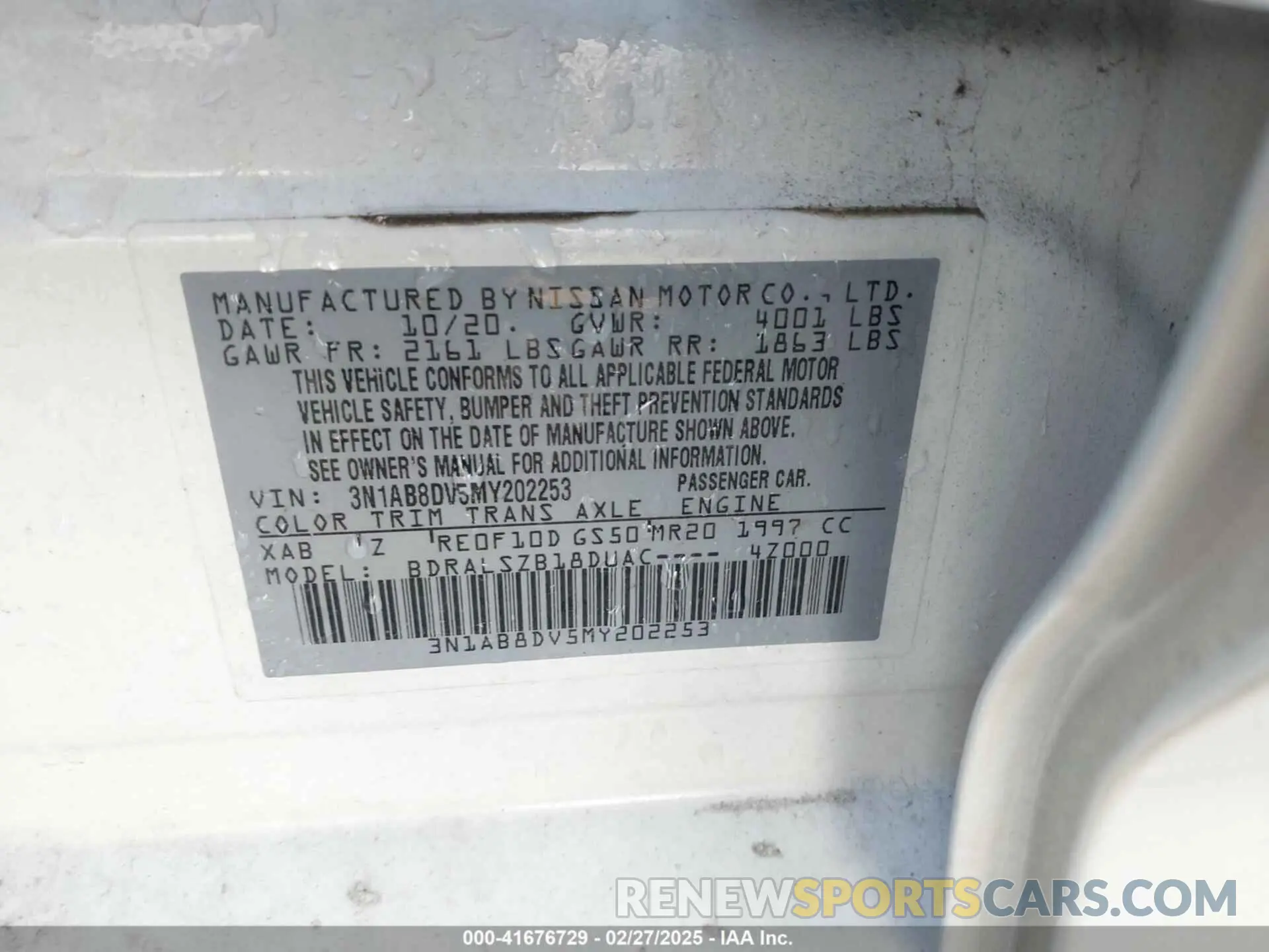 9 Photograph of a damaged car 3N1AB8DV5MY202253 NISSAN SENTRA 2021