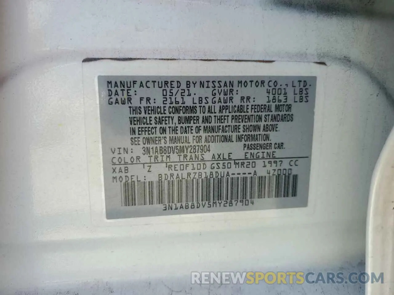 15 Photograph of a damaged car 3N1AB8DV5MY287904 NISSAN SENTRA 2021