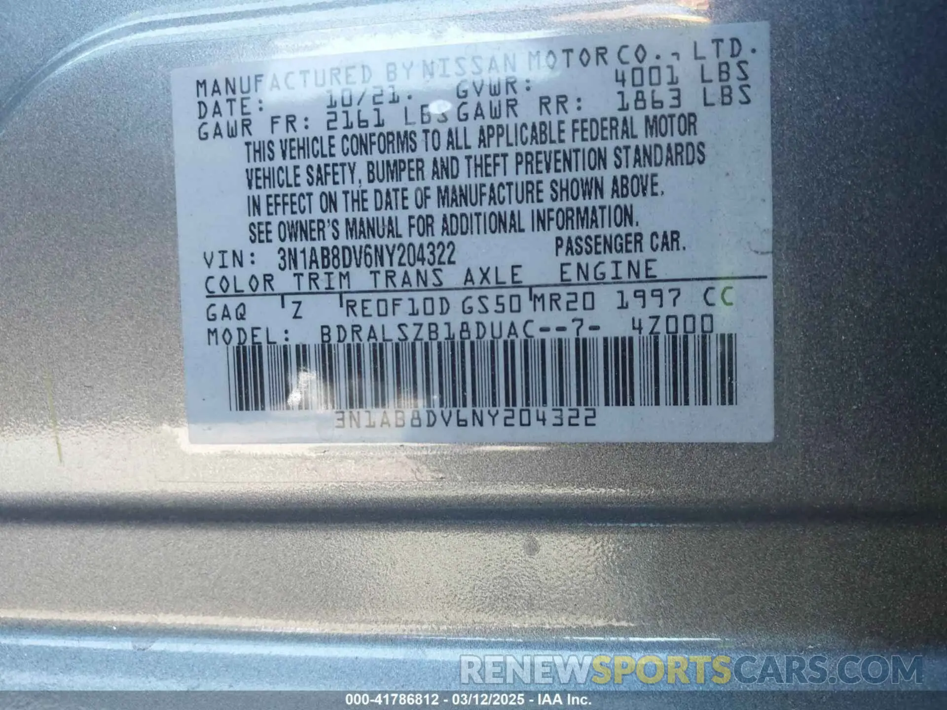 9 Photograph of a damaged car 3N1AB8DV6NY204322 NISSAN SENTRA 2021