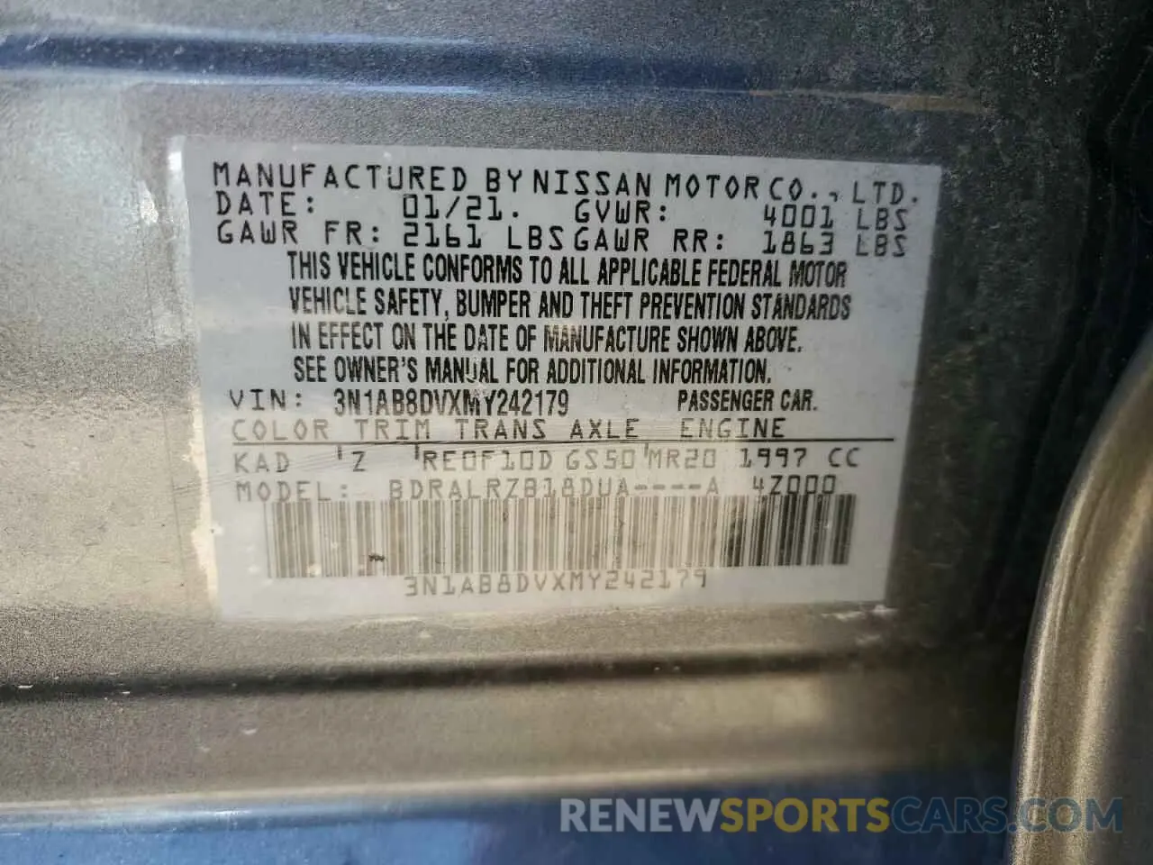 12 Photograph of a damaged car 3N1AB8DVXMY242179 NISSAN SENTRA 2021