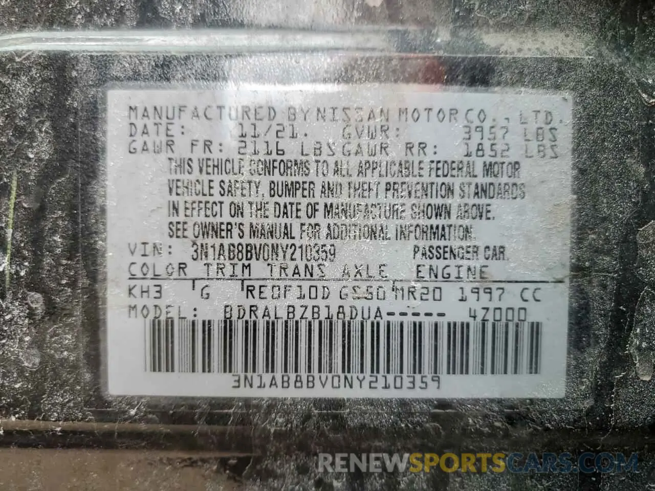 12 Photograph of a damaged car 3N1AB8BV0NY210359 NISSAN SENTRA 2022