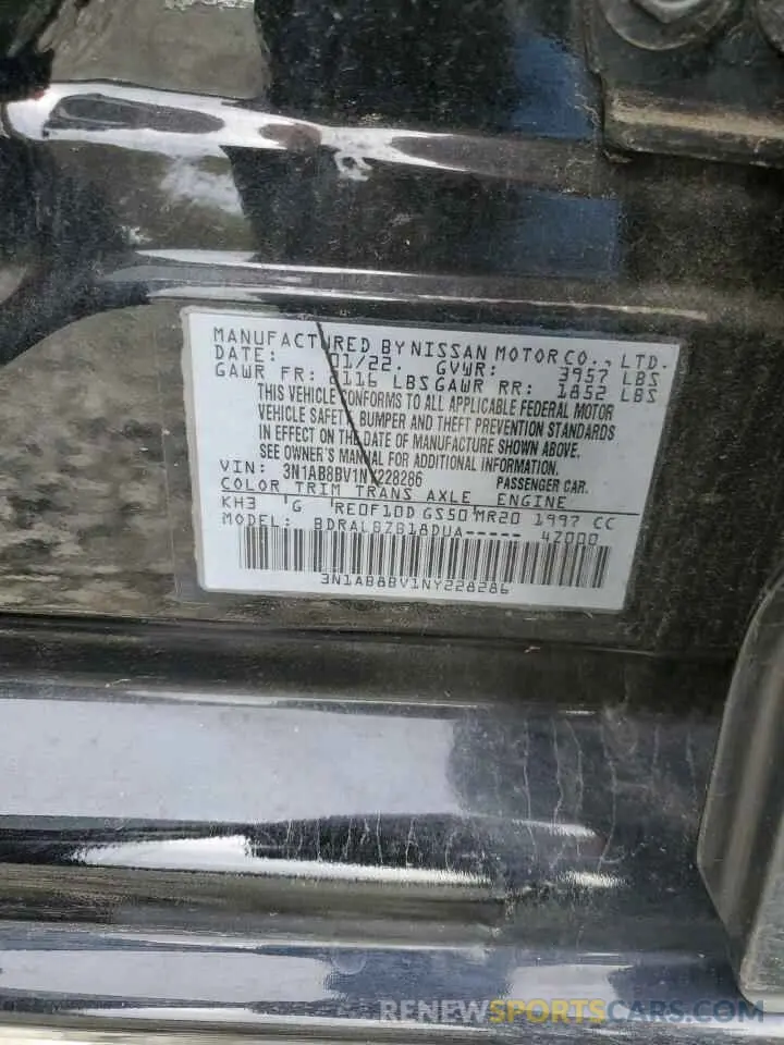 12 Photograph of a damaged car 3N1AB8BV1NY228286 NISSAN SENTRA 2022