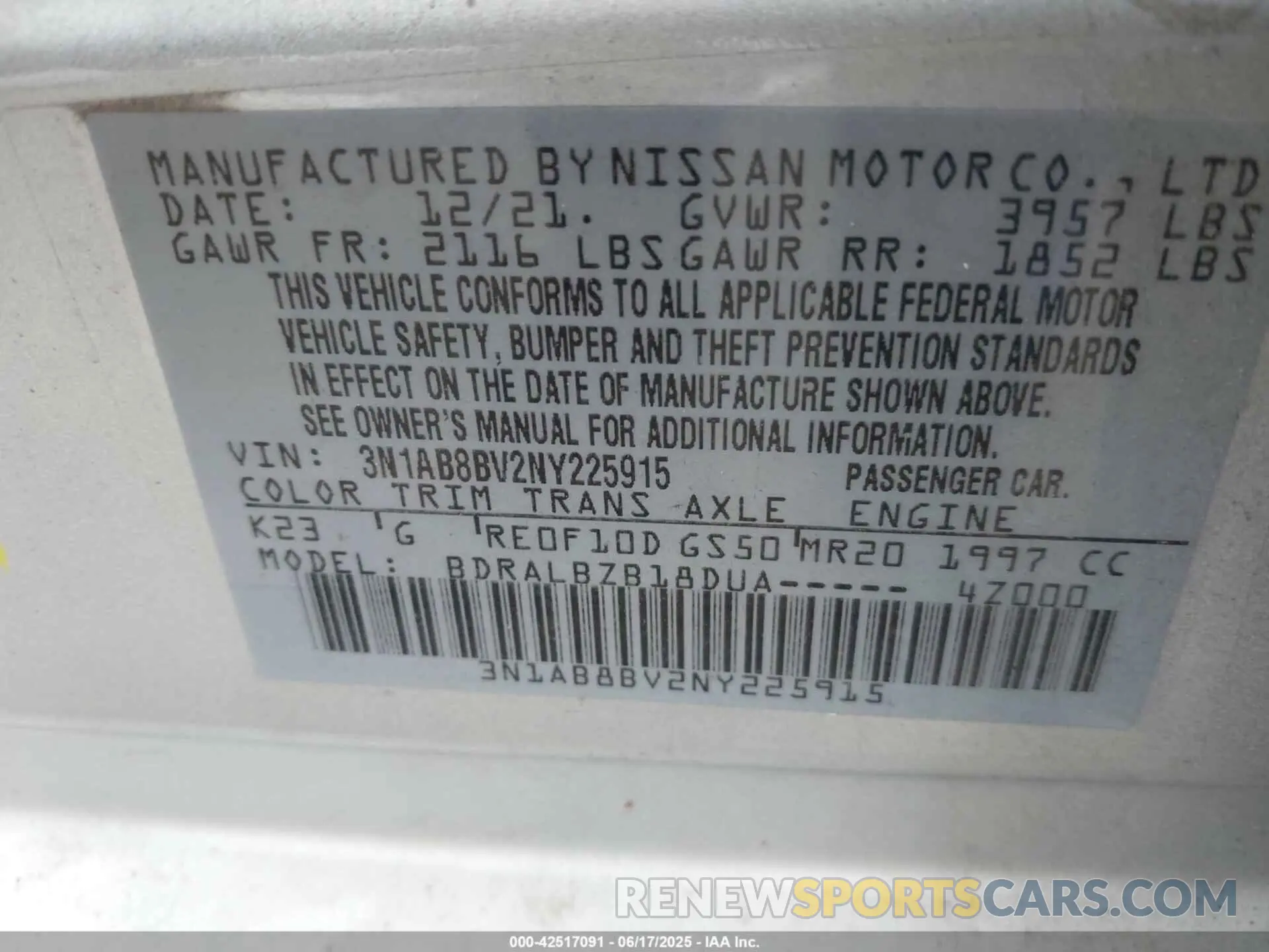 9 Photograph of a damaged car 3N1AB8BV2NY225915 NISSAN SENTRA 2022
