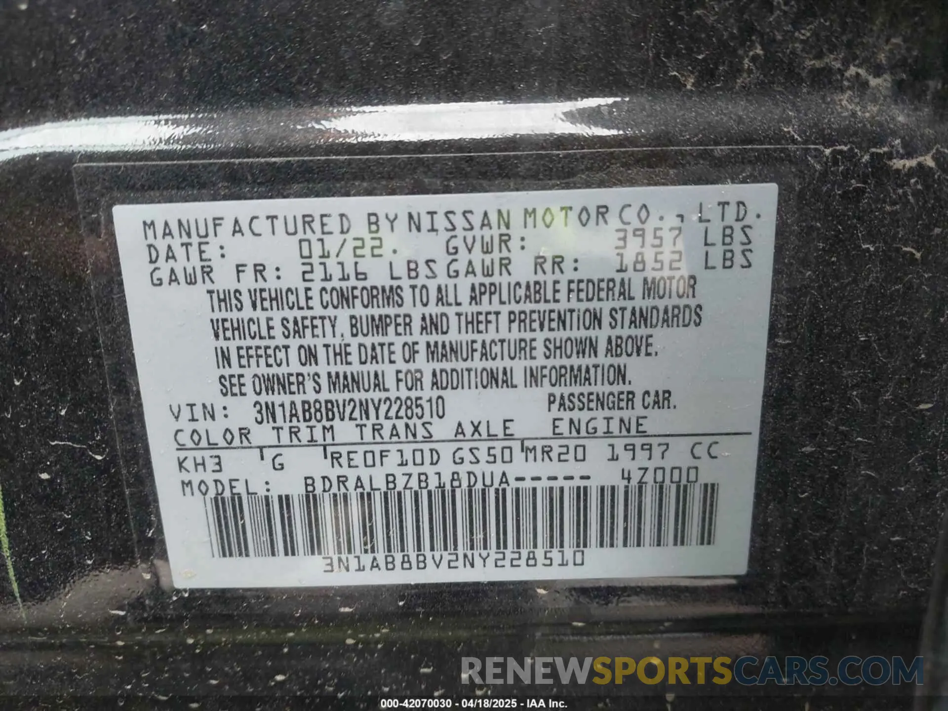 9 Photograph of a damaged car 3N1AB8BV2NY228510 NISSAN SENTRA 2022