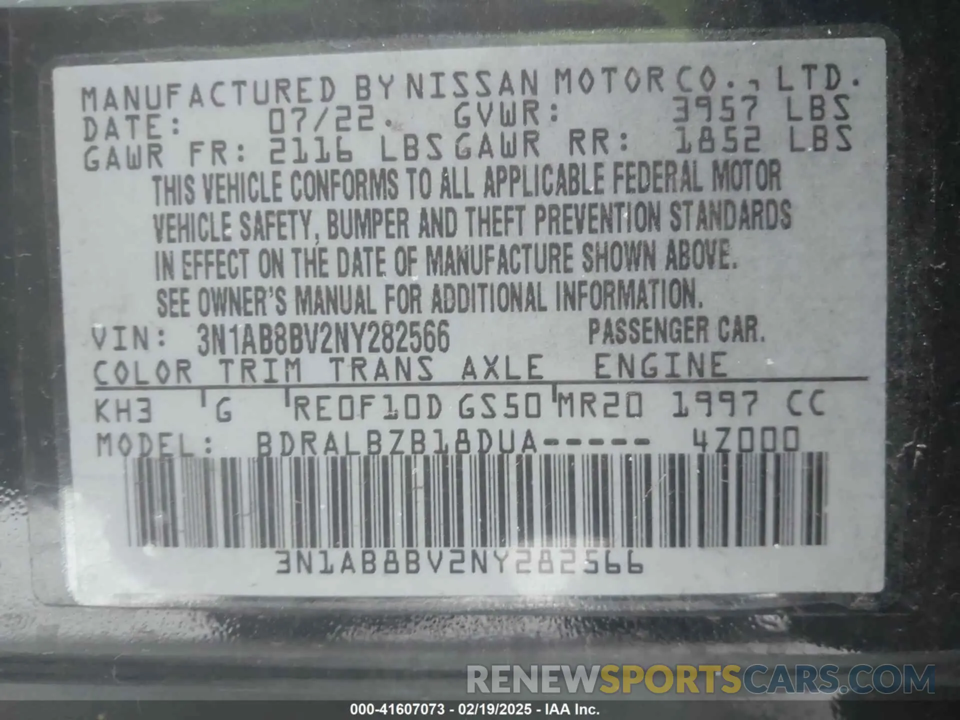 9 Photograph of a damaged car 3N1AB8BV2NY282566 NISSAN SENTRA 2022