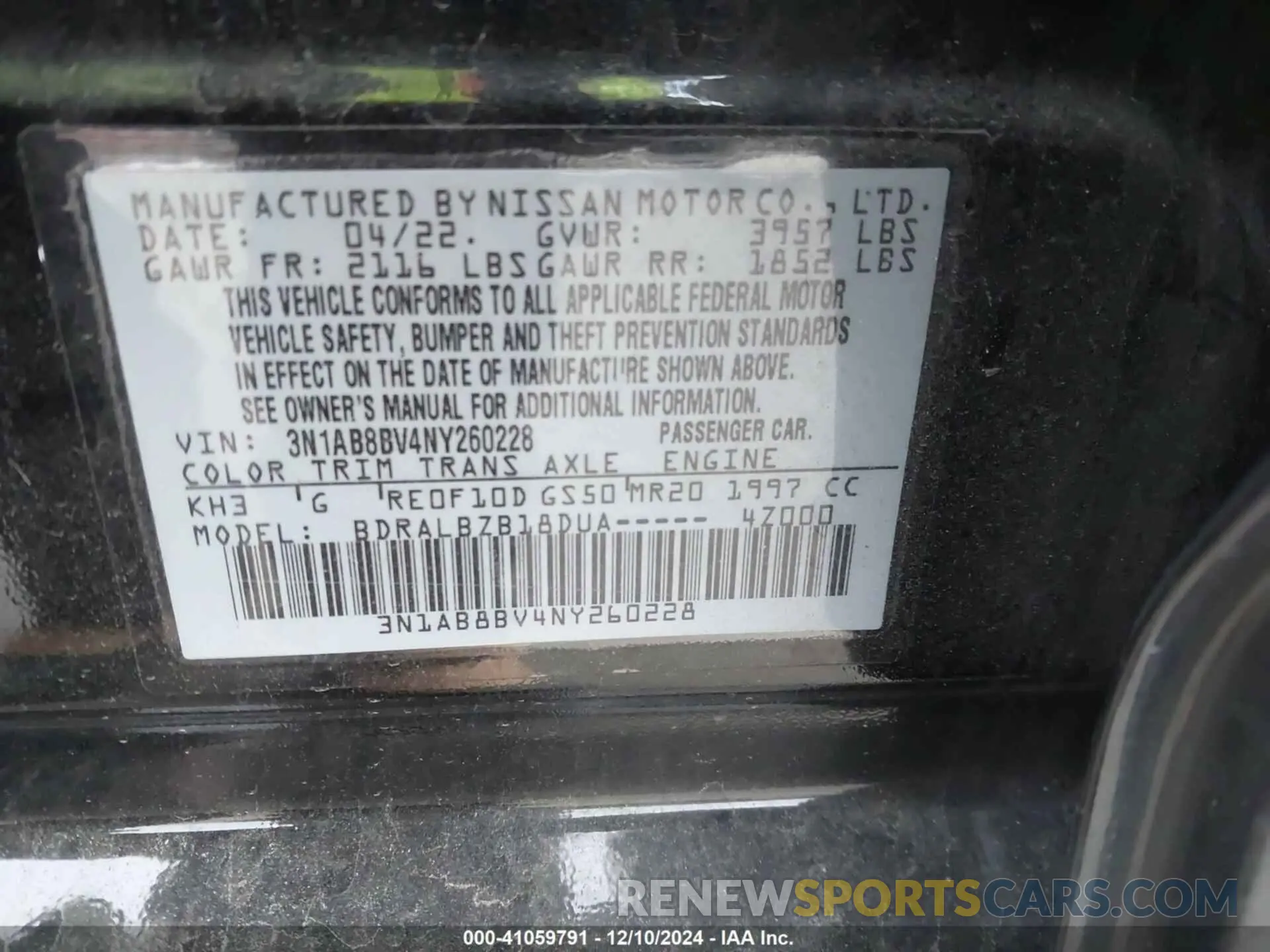 9 Photograph of a damaged car 3N1AB8BV4NY260228 NISSAN SENTRA 2022