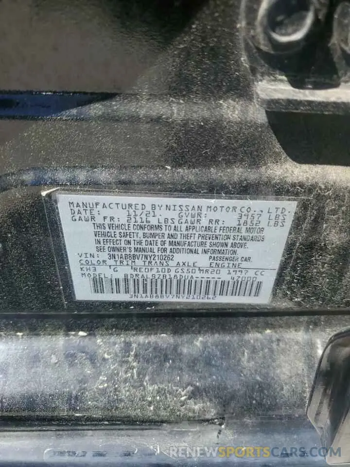 14 Photograph of a damaged car 3N1AB8BV7NY210262 NISSAN SENTRA 2022