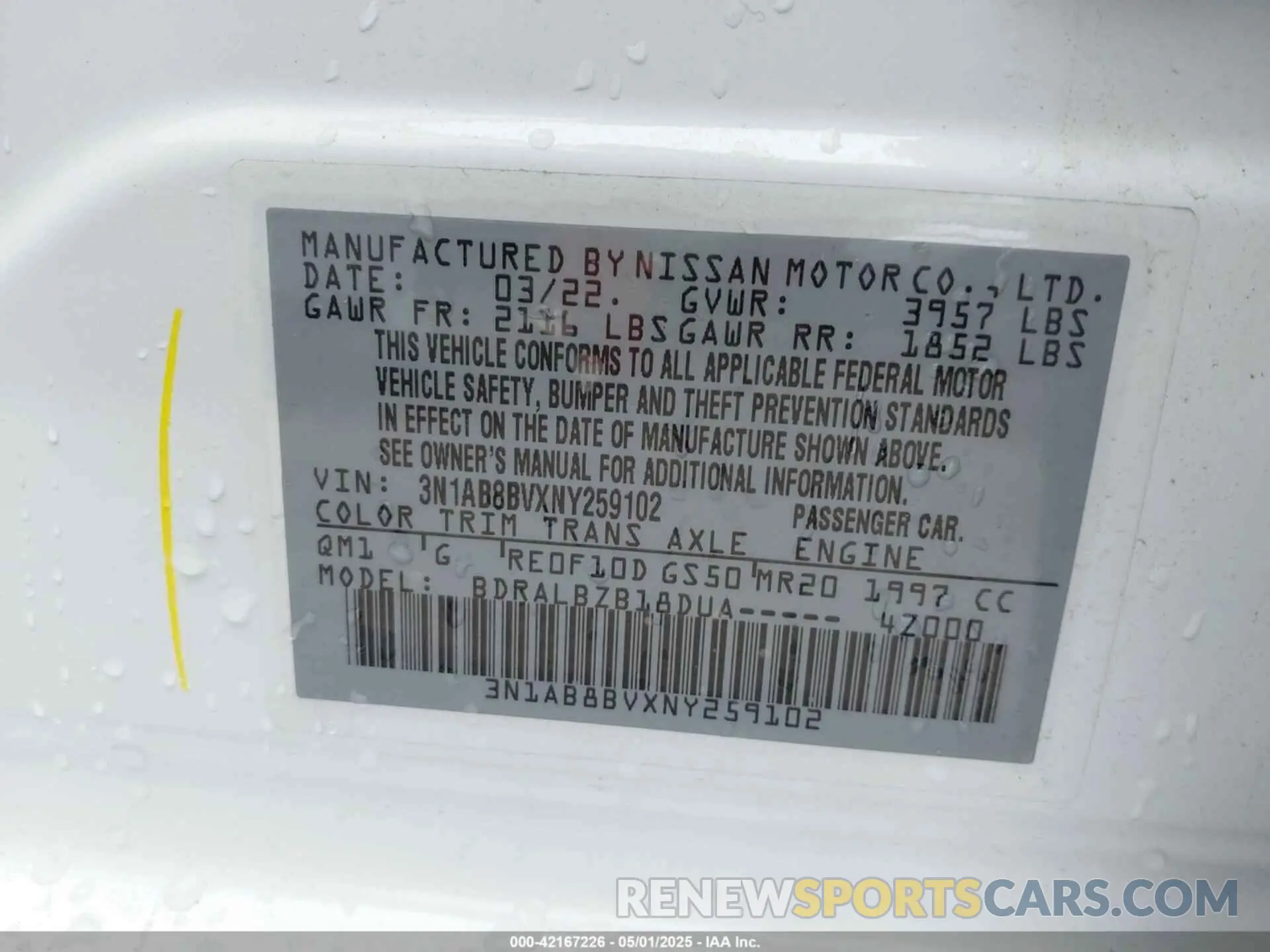 9 Photograph of a damaged car 3N1AB8BVXNY259102 NISSAN SENTRA 2022