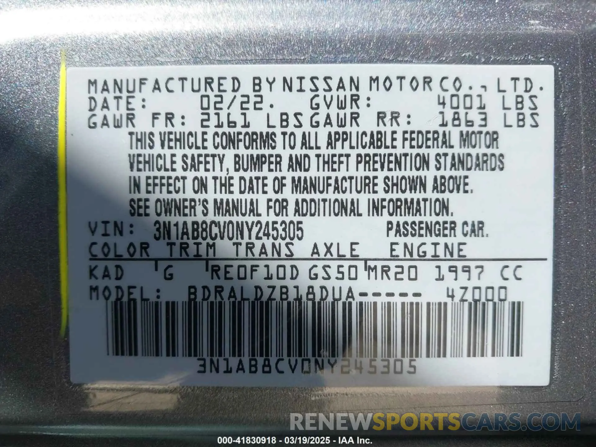 9 Photograph of a damaged car 3N1AB8CV0NY245305 NISSAN SENTRA 2022