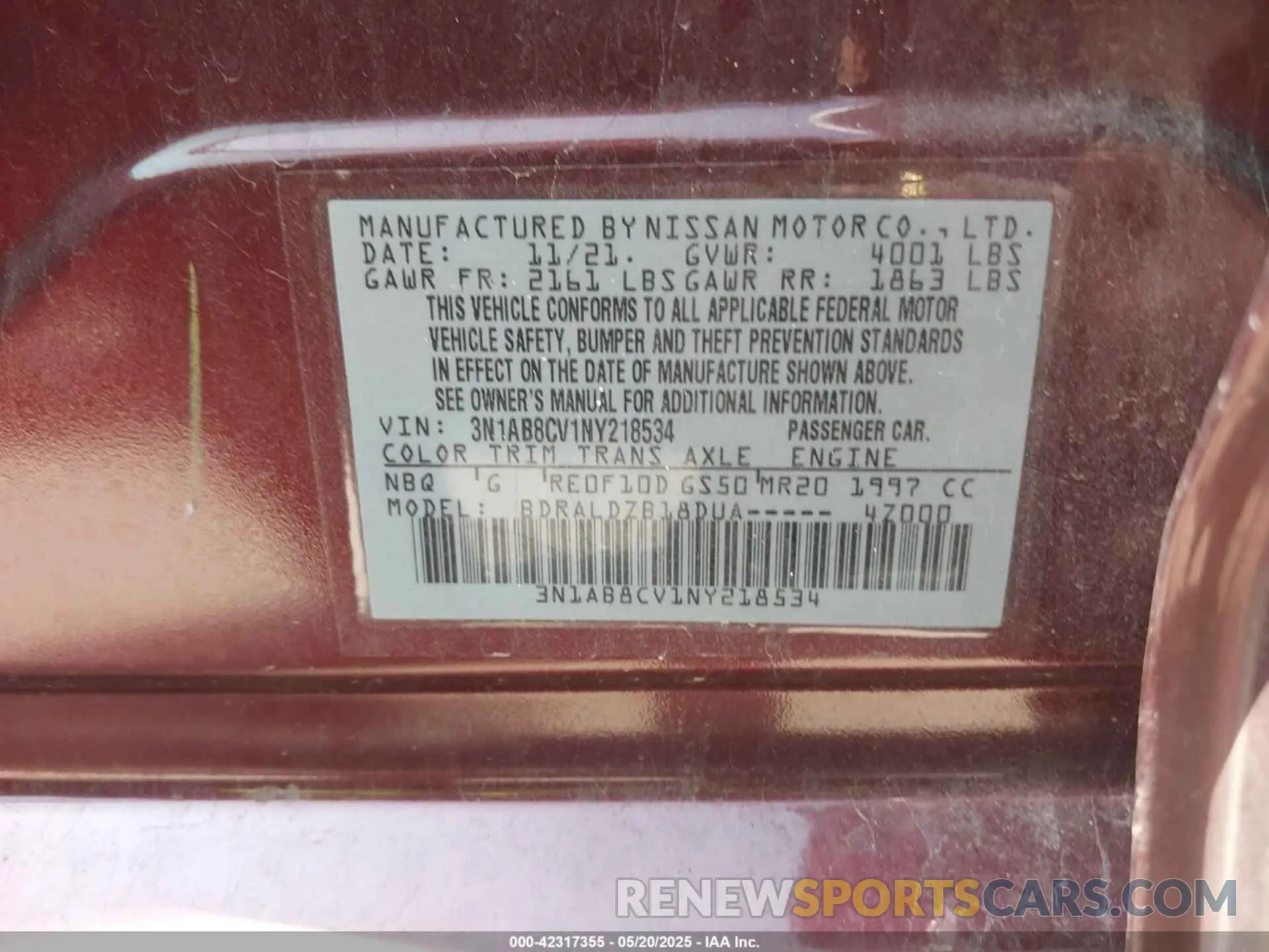 9 Photograph of a damaged car 3N1AB8CV1NY218534 NISSAN SENTRA 2022
