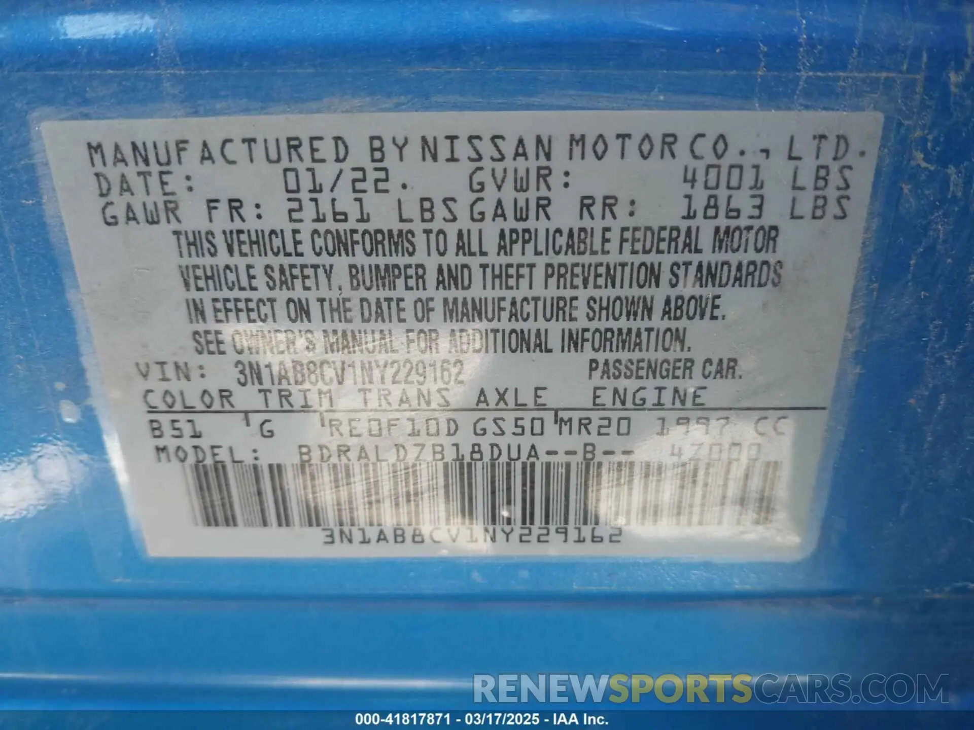 9 Photograph of a damaged car 3N1AB8CV1NY229162 NISSAN SENTRA 2022