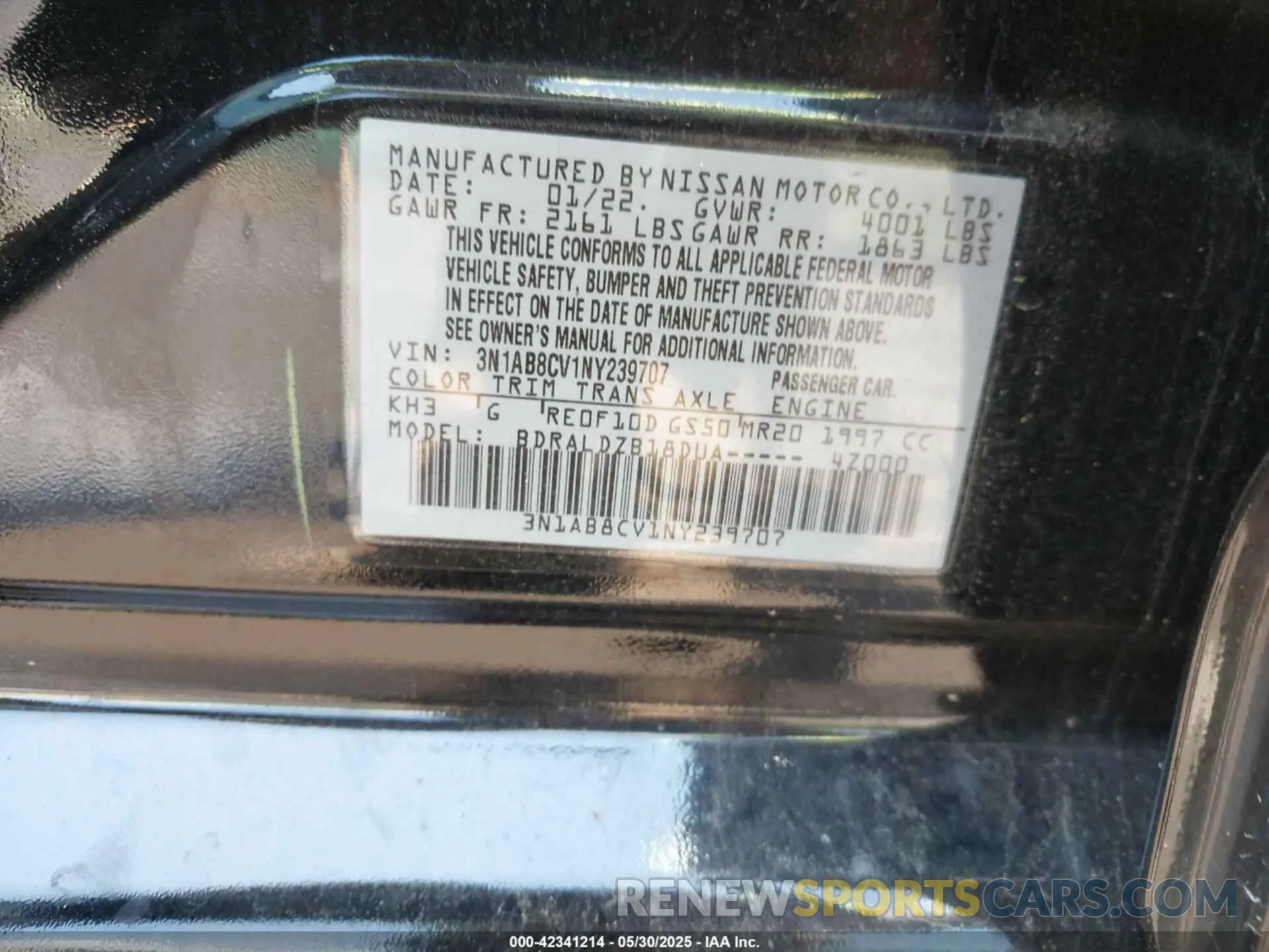 9 Photograph of a damaged car 3N1AB8CV1NY239707 NISSAN SENTRA 2022