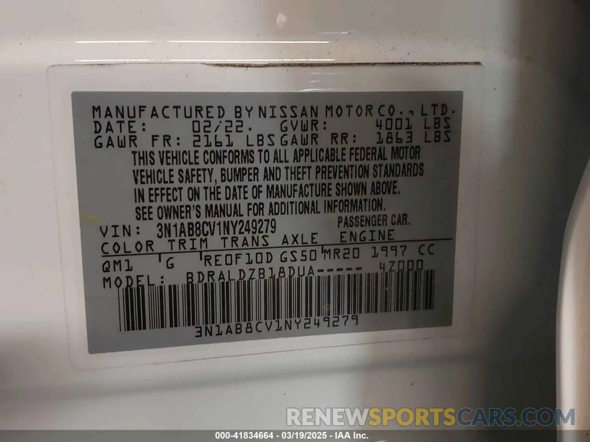 9 Photograph of a damaged car 3N1AB8CV1NY249279 NISSAN SENTRA 2022