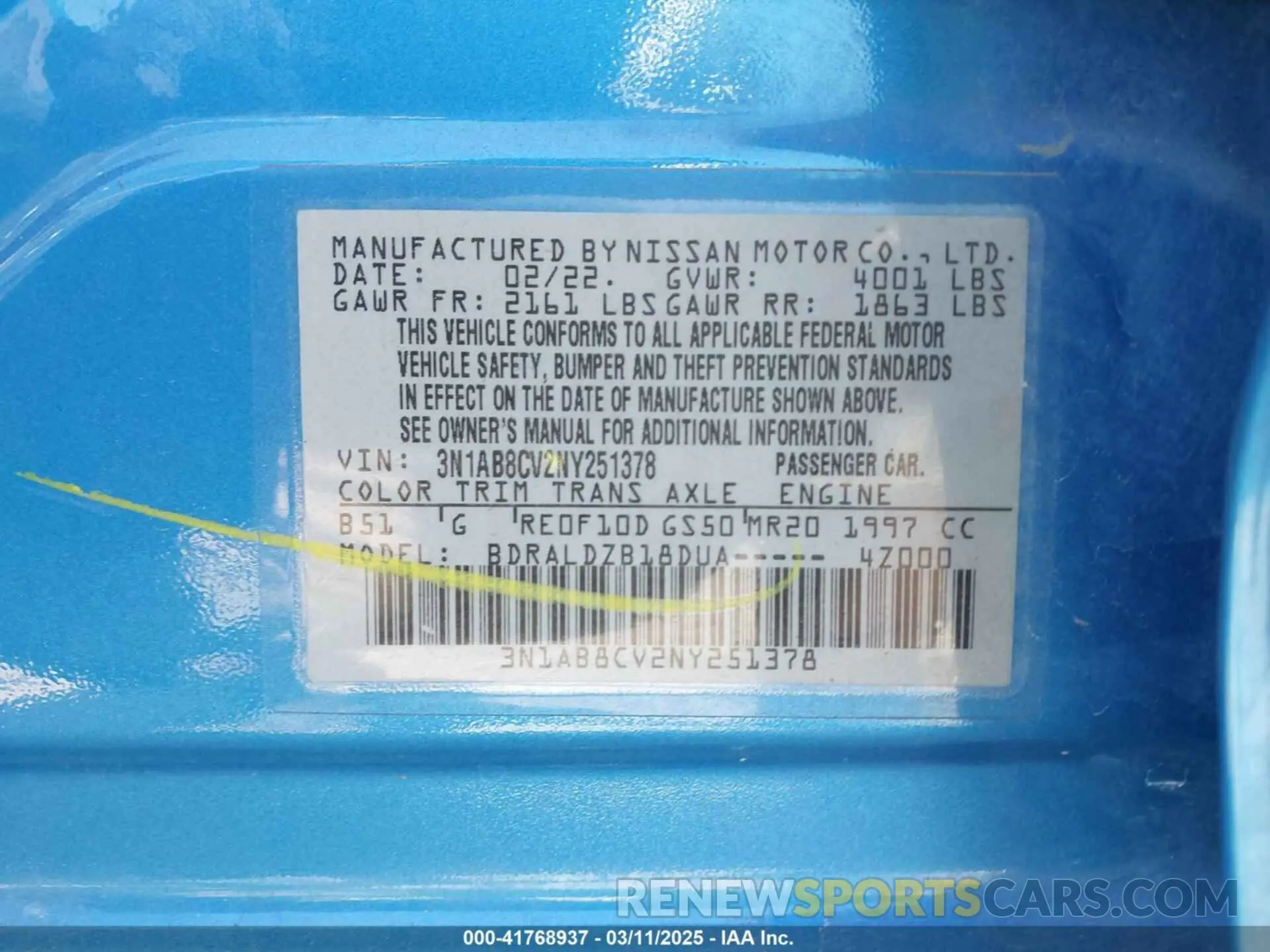 9 Photograph of a damaged car 3N1AB8CV2NY251378 NISSAN SENTRA 2022