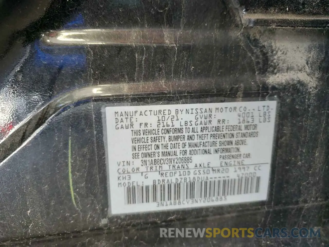 12 Photograph of a damaged car 3N1AB8CV3NY206885 NISSAN SENTRA 2022