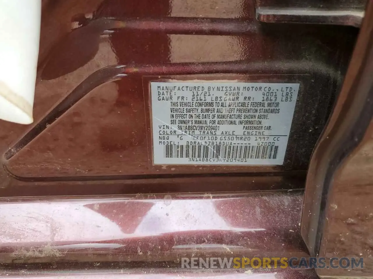 14 Photograph of a damaged car 3N1AB8CV3NY209401 NISSAN SENTRA 2022