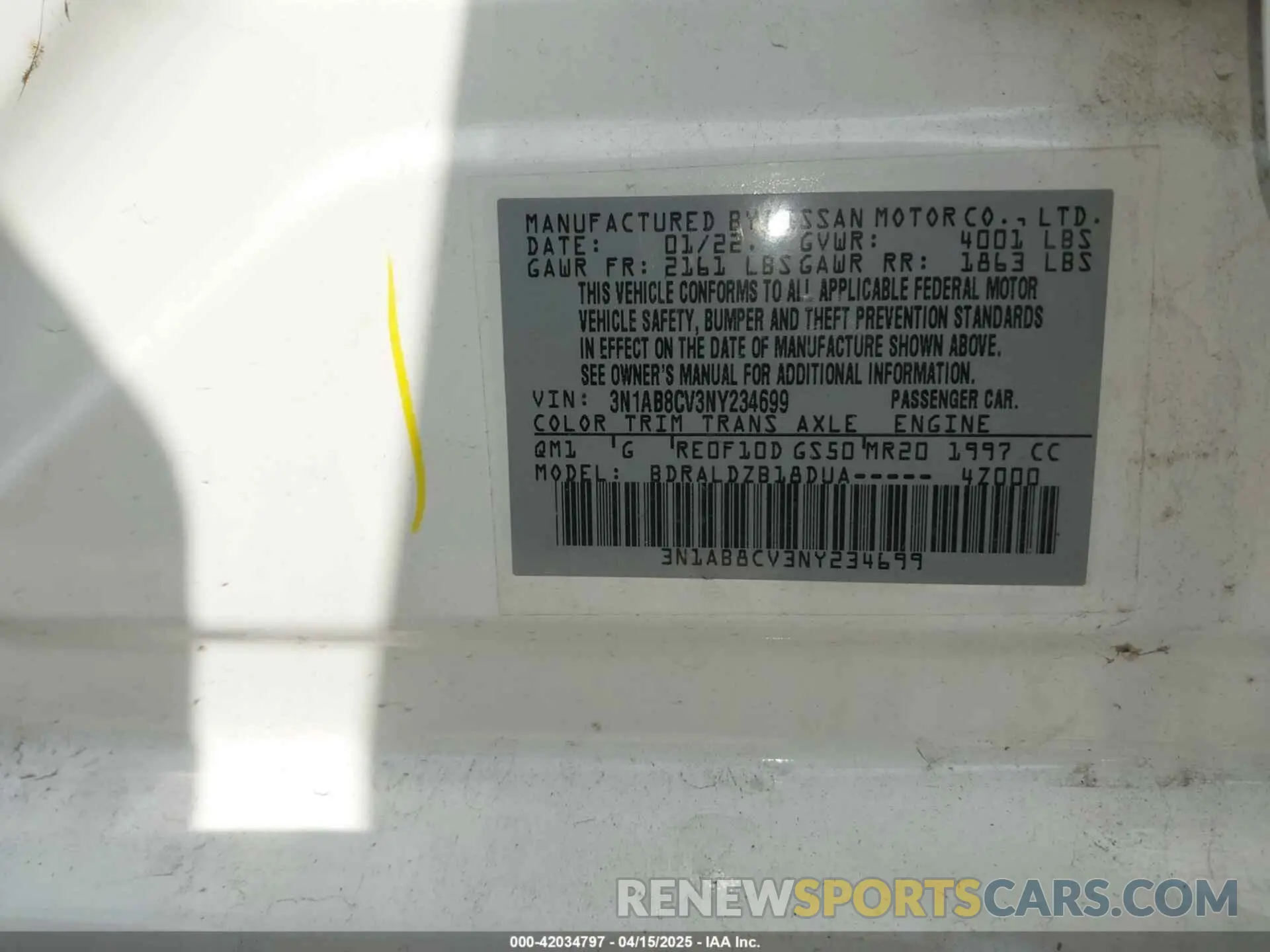 9 Photograph of a damaged car 3N1AB8CV3NY234699 NISSAN SENTRA 2022