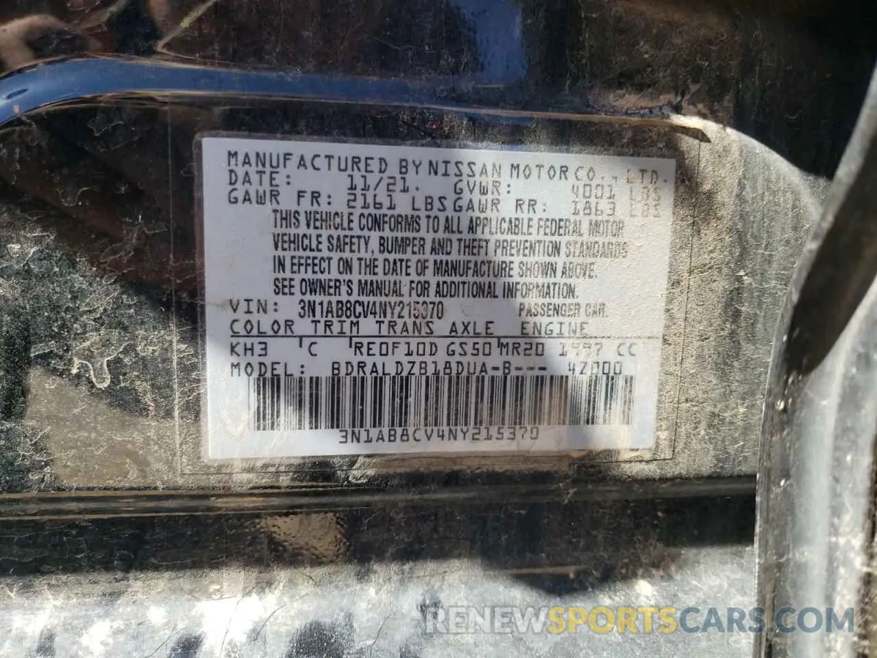 12 Photograph of a damaged car 3N1AB8CV4NY215370 NISSAN SENTRA 2022